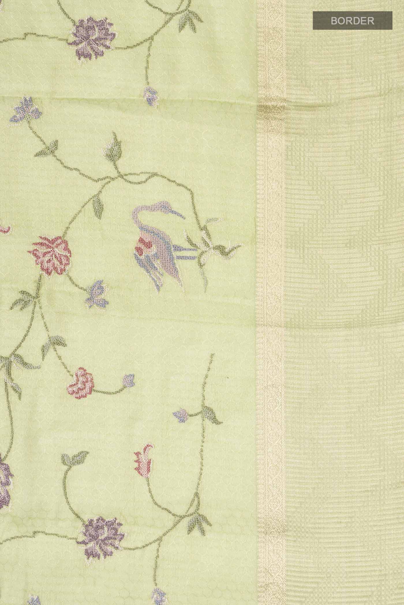 Green Mysore Georgette Saree - Image 3