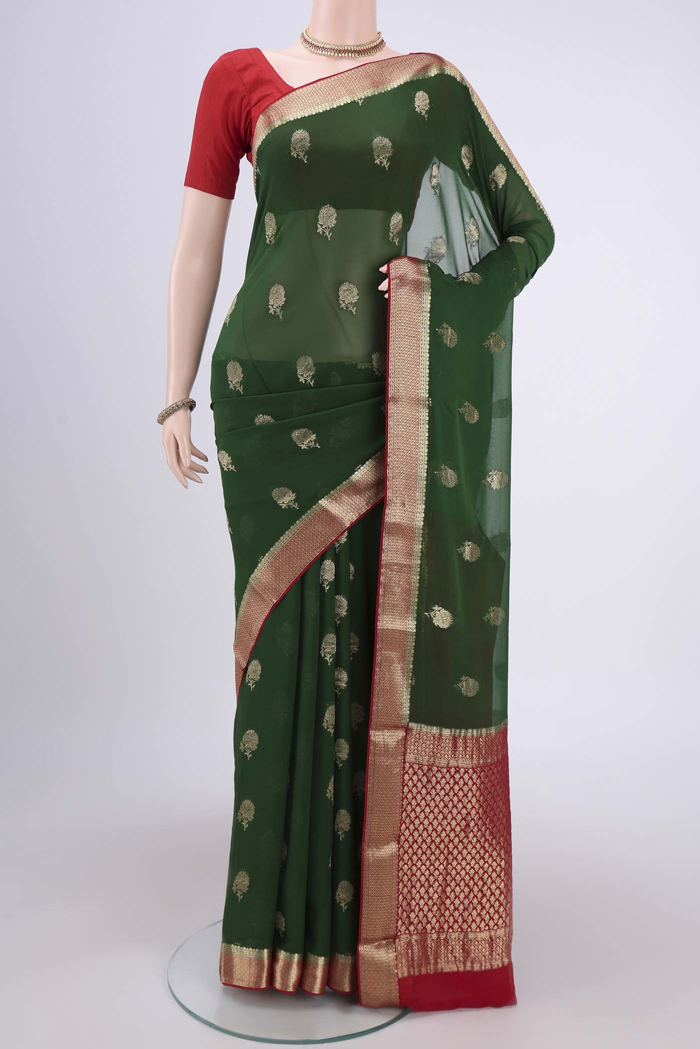 Green Mysore Georgette Saree