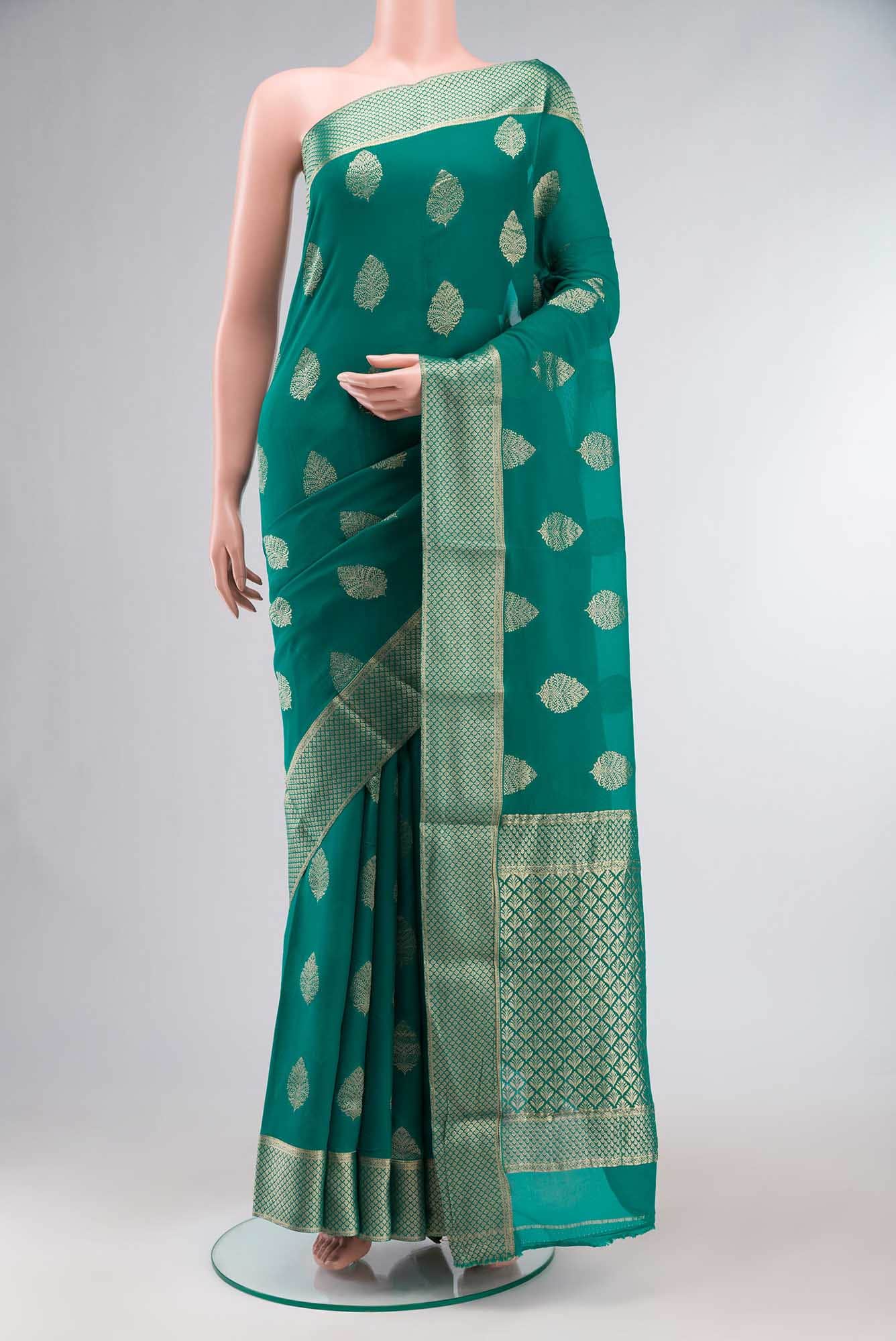 Turquoise Mysore Georgette Saree