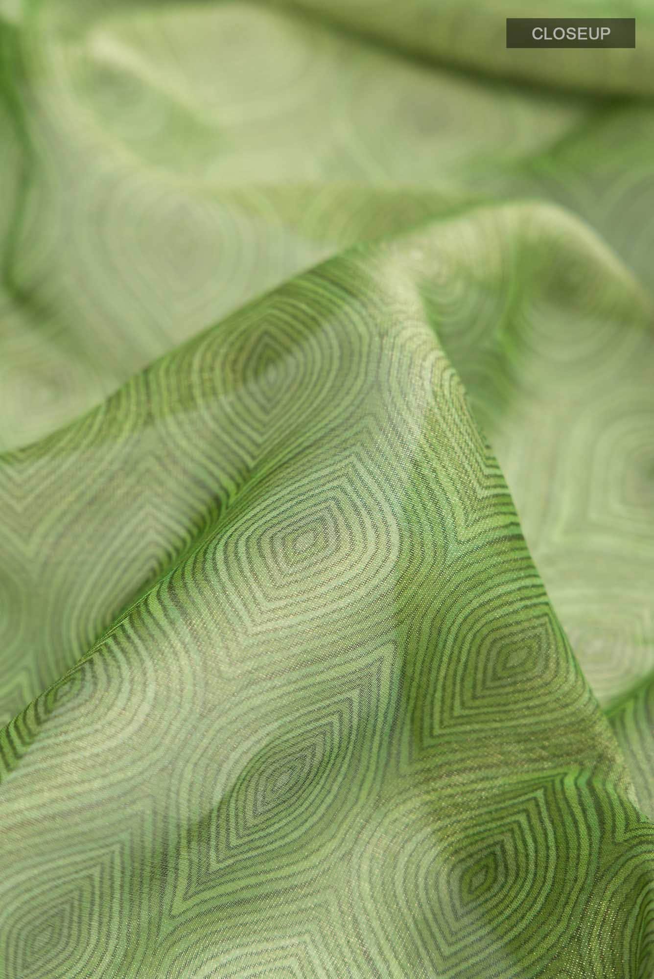 Green Mysore Georgette Saree - Image 2