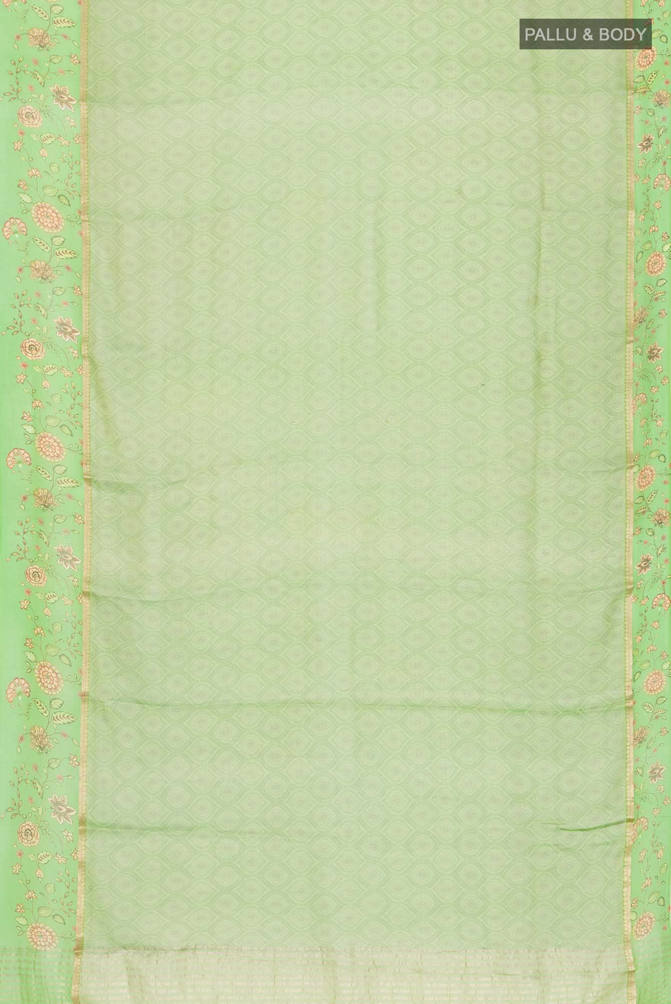 Green Mysore Georgette Saree - Image 3
