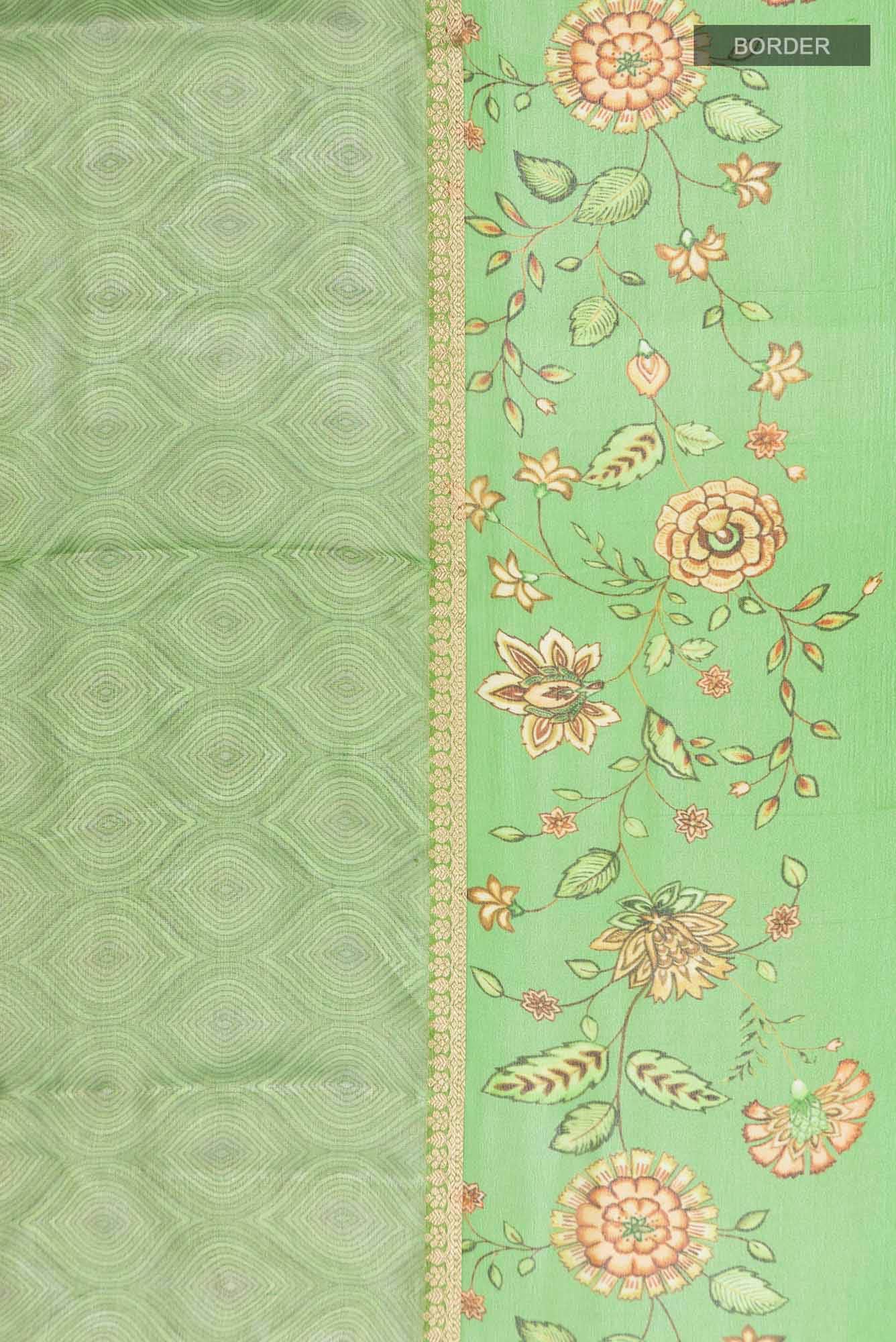 Green Mysore Georgette Saree - Image 4