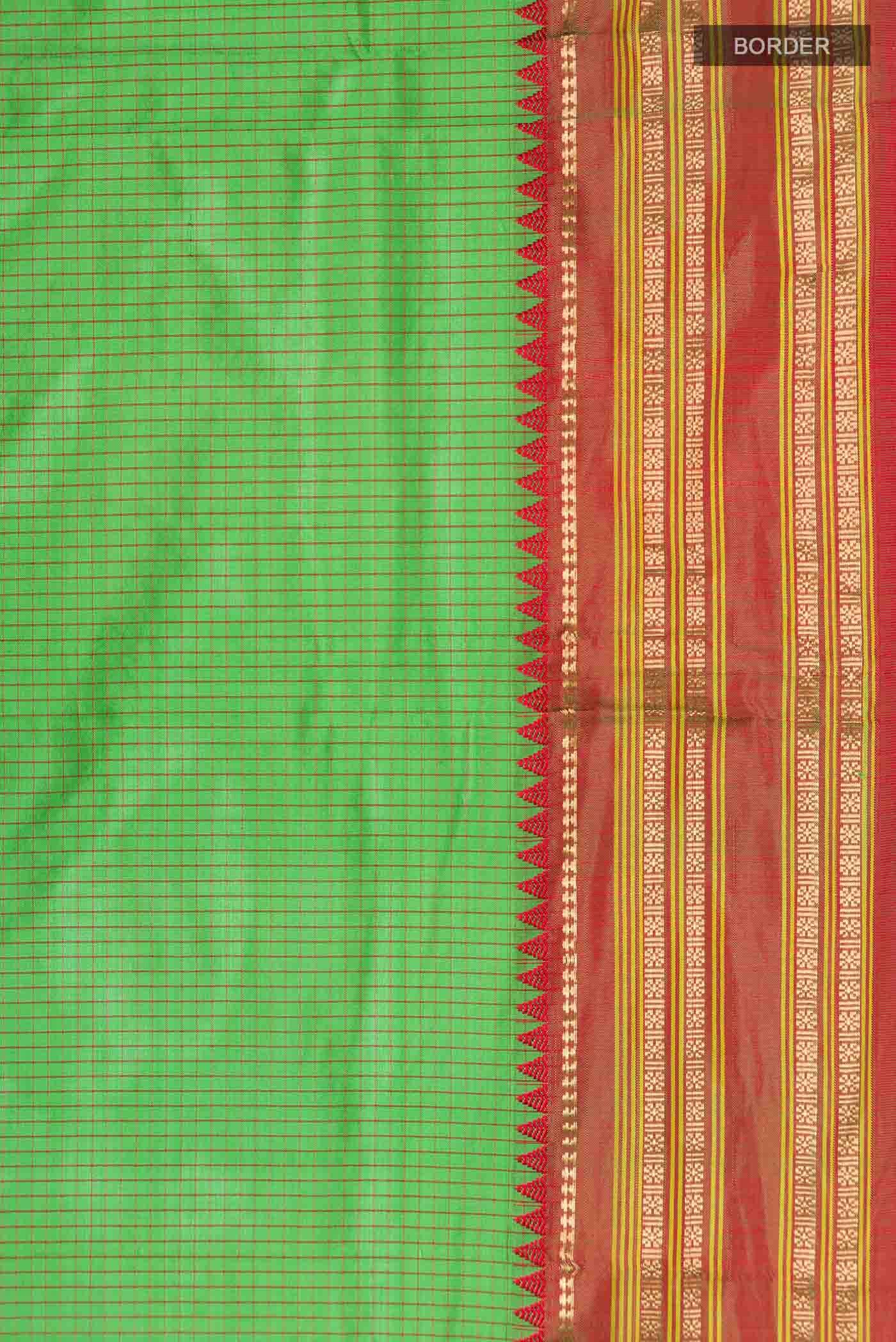 Green Narayanpet Silk Saree - Image 4