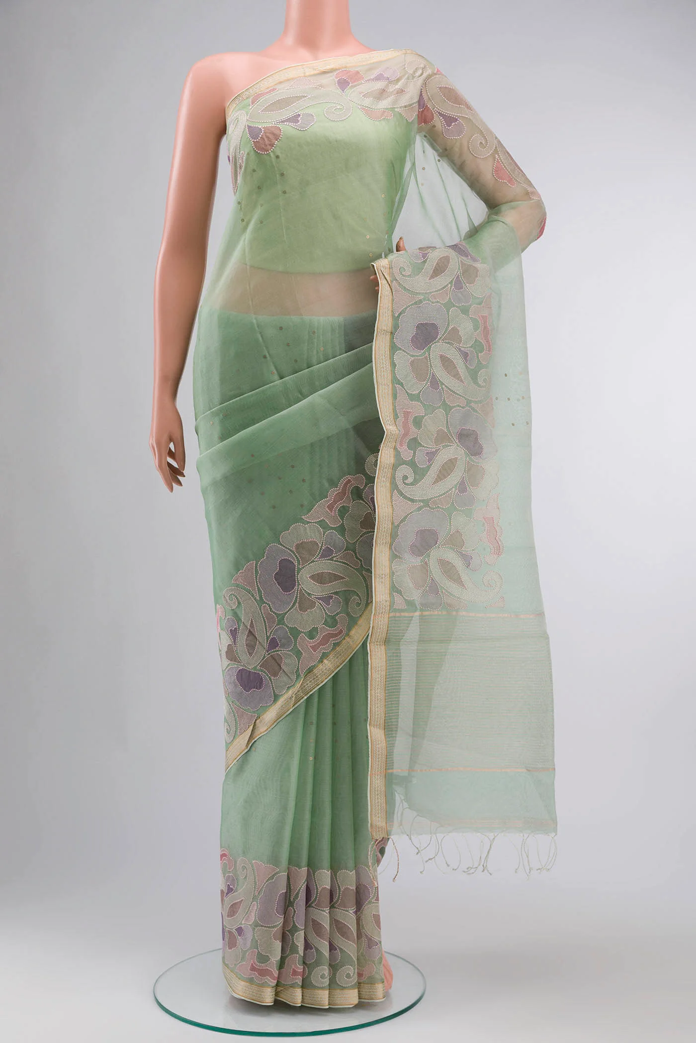 Green Organza Silk Saree