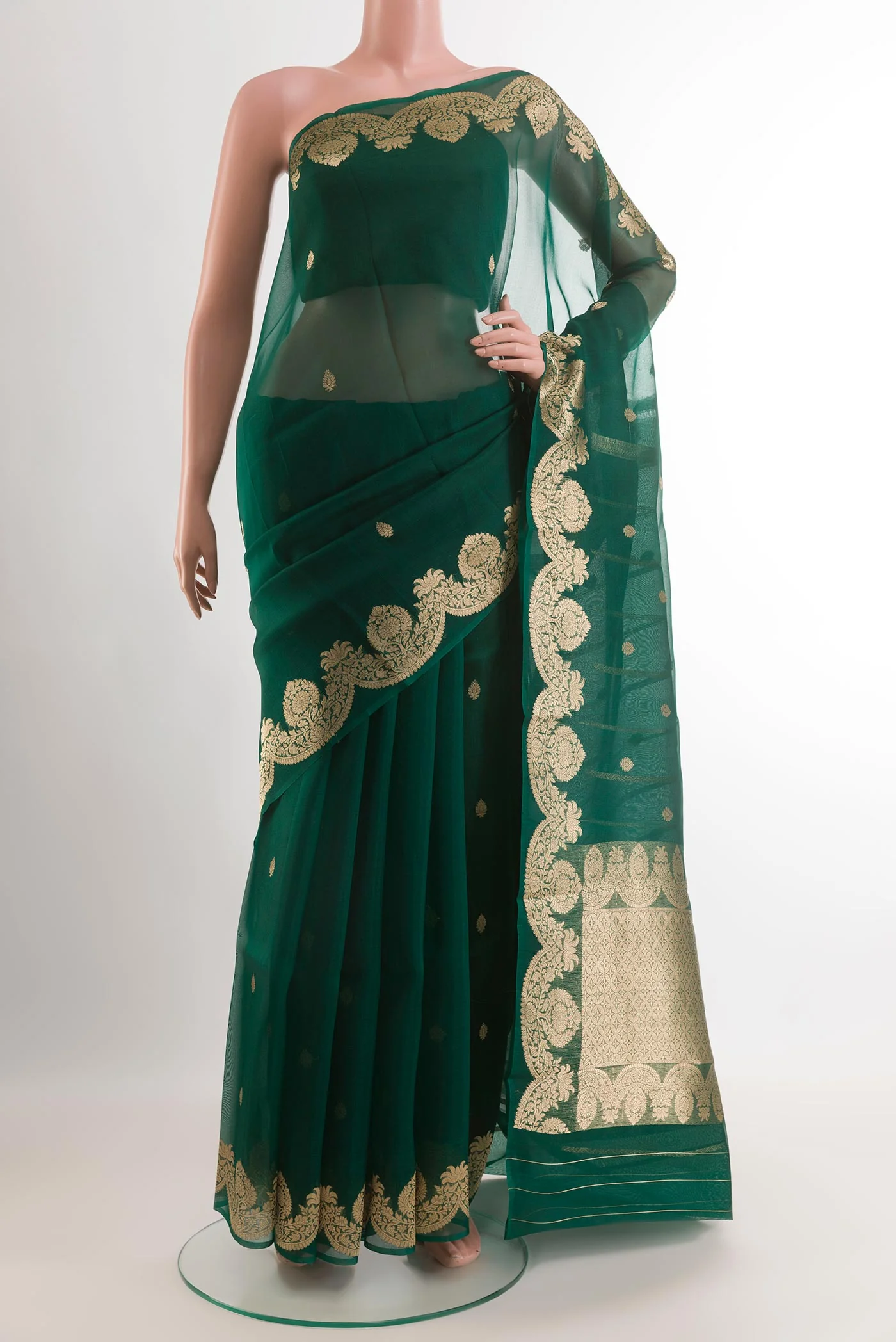 Green Organza Silk Saree
