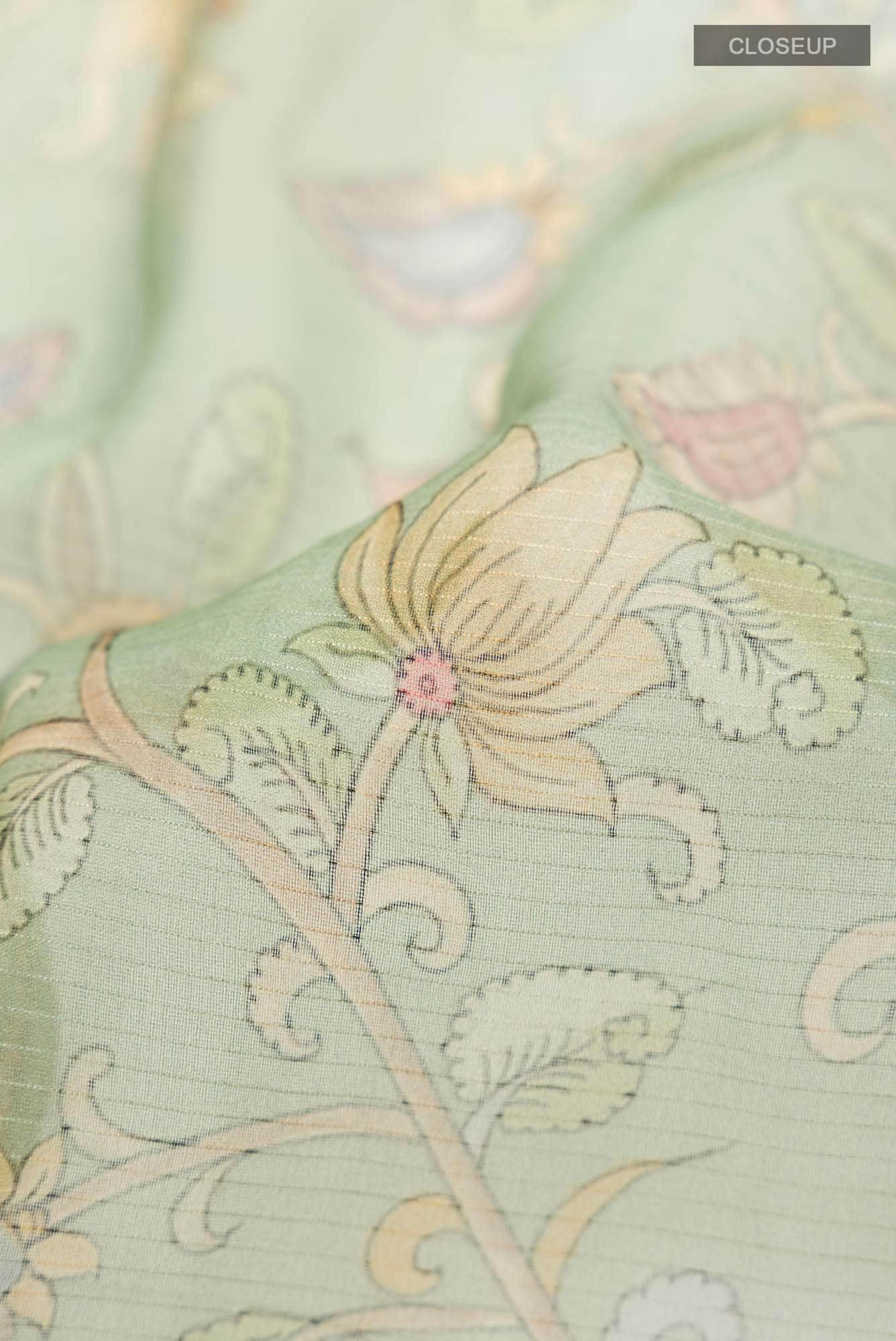 Green Organza Silk Saree - Image 2