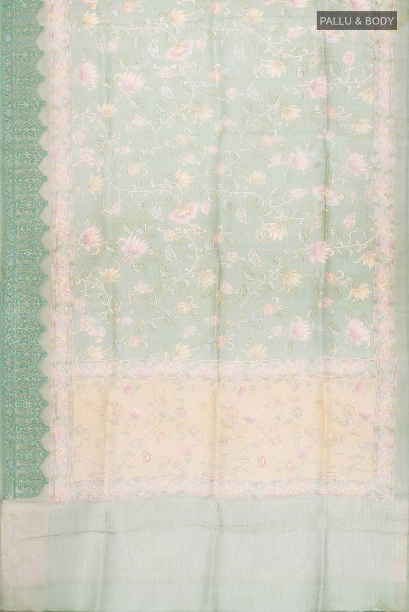 Green Organza Silk Saree - Image 3
