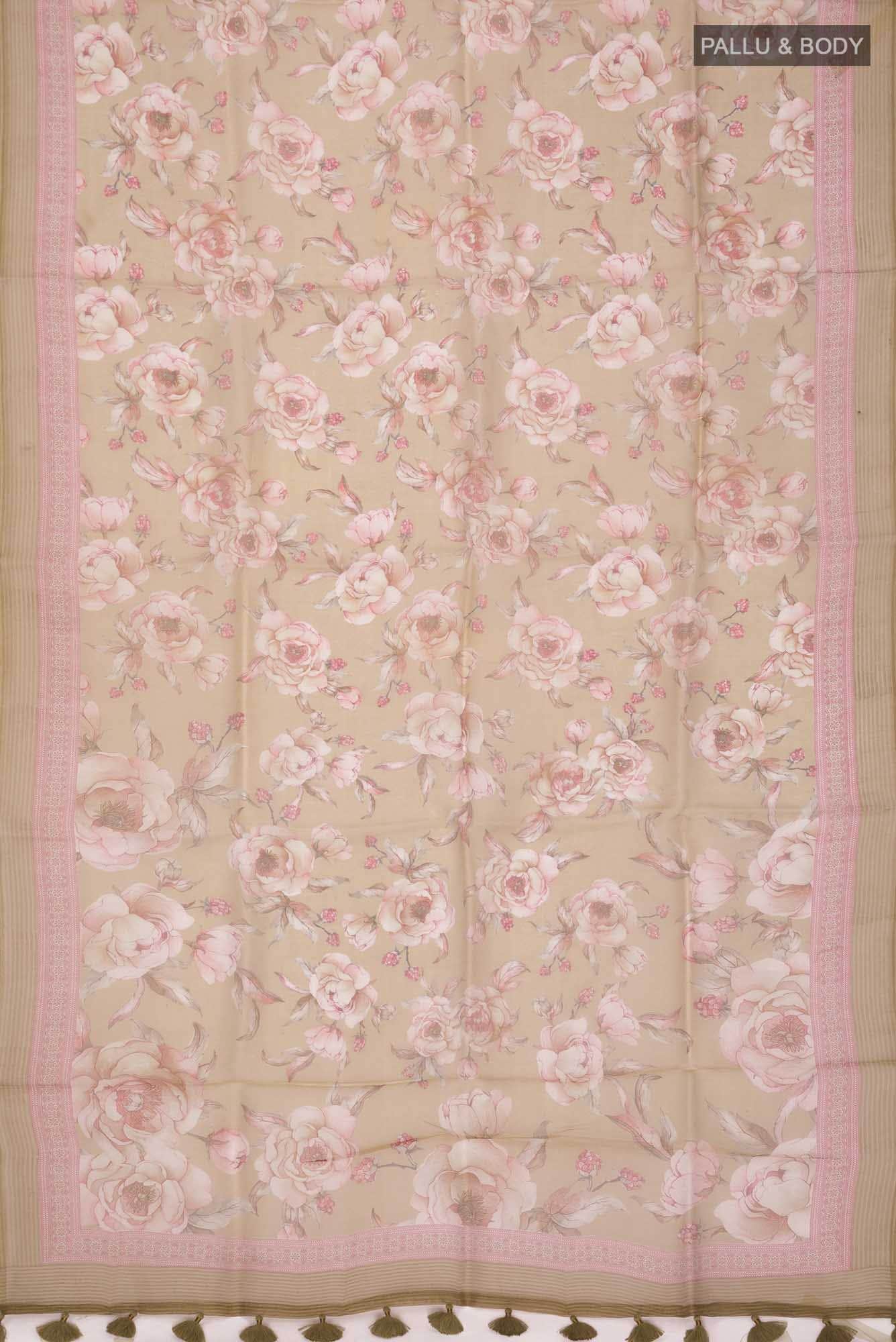 Beige Organza Silk Saree - Image 3
