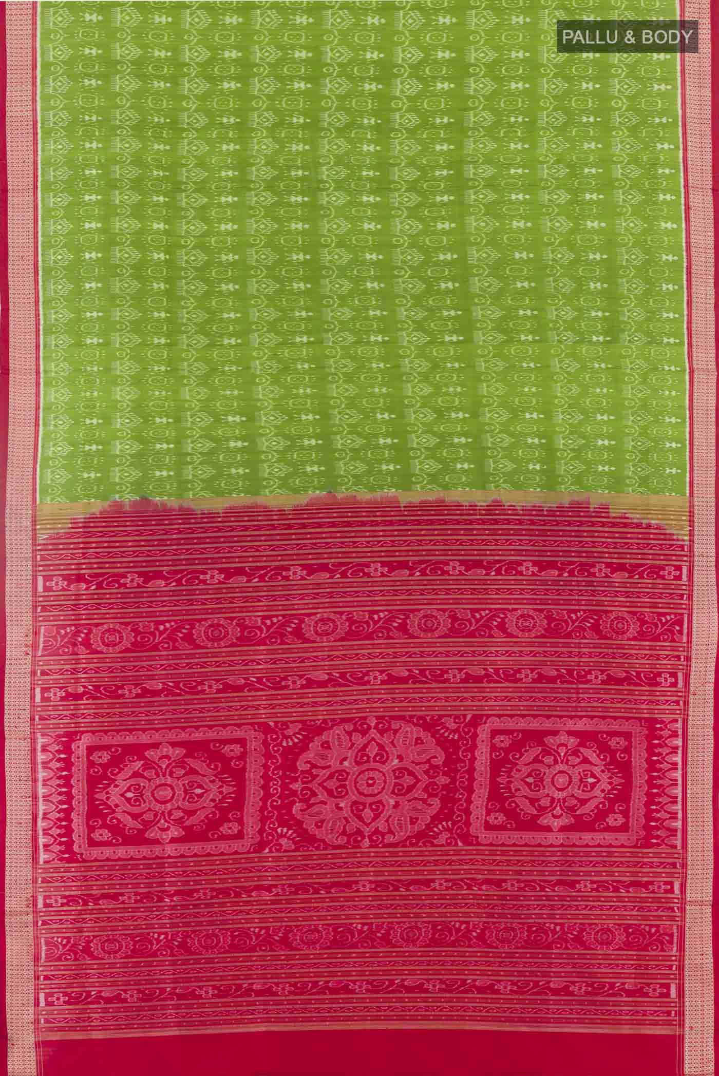 Green Orissa Silk Saree - Image 6