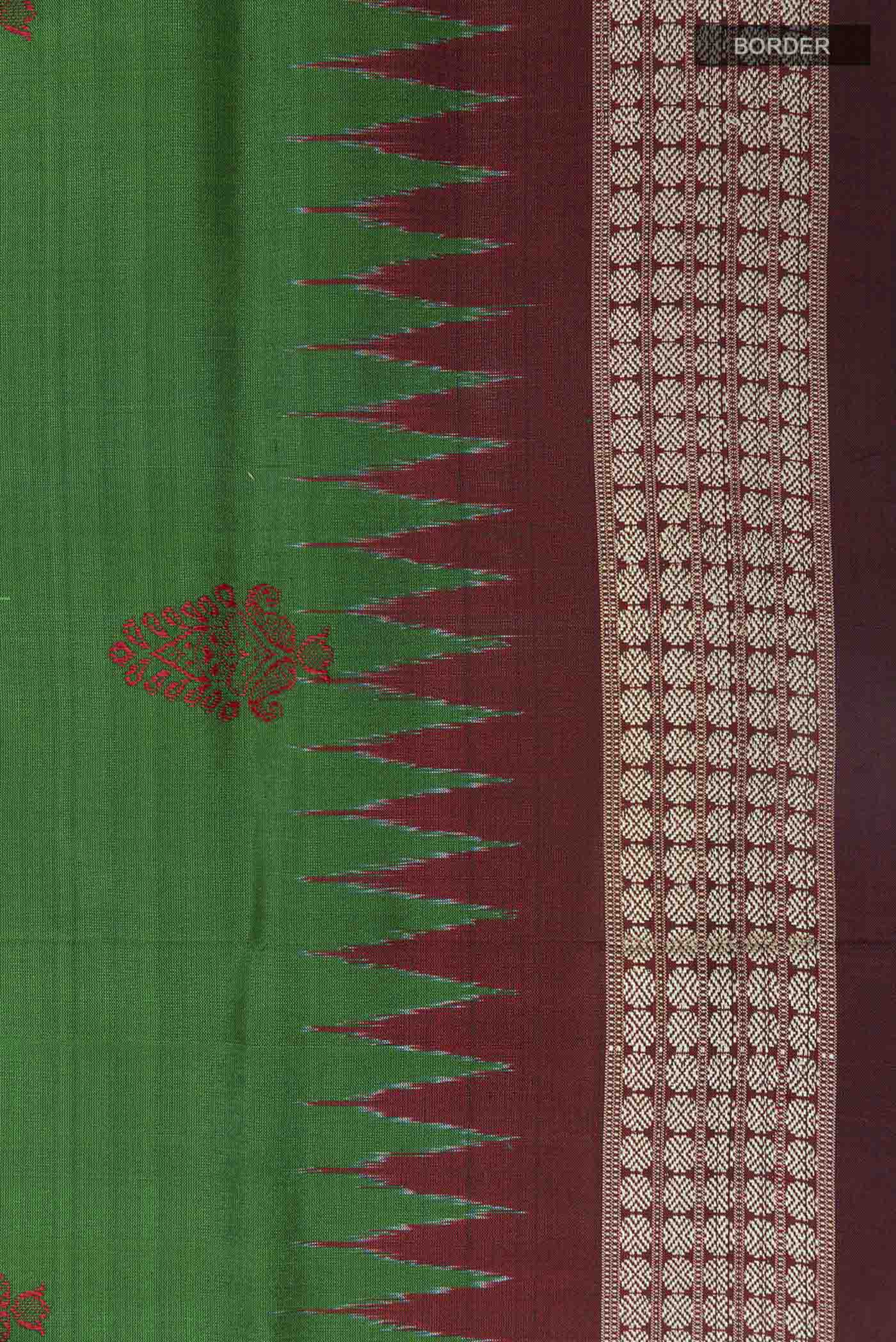 Green Orissa Silk Saree - Image 3