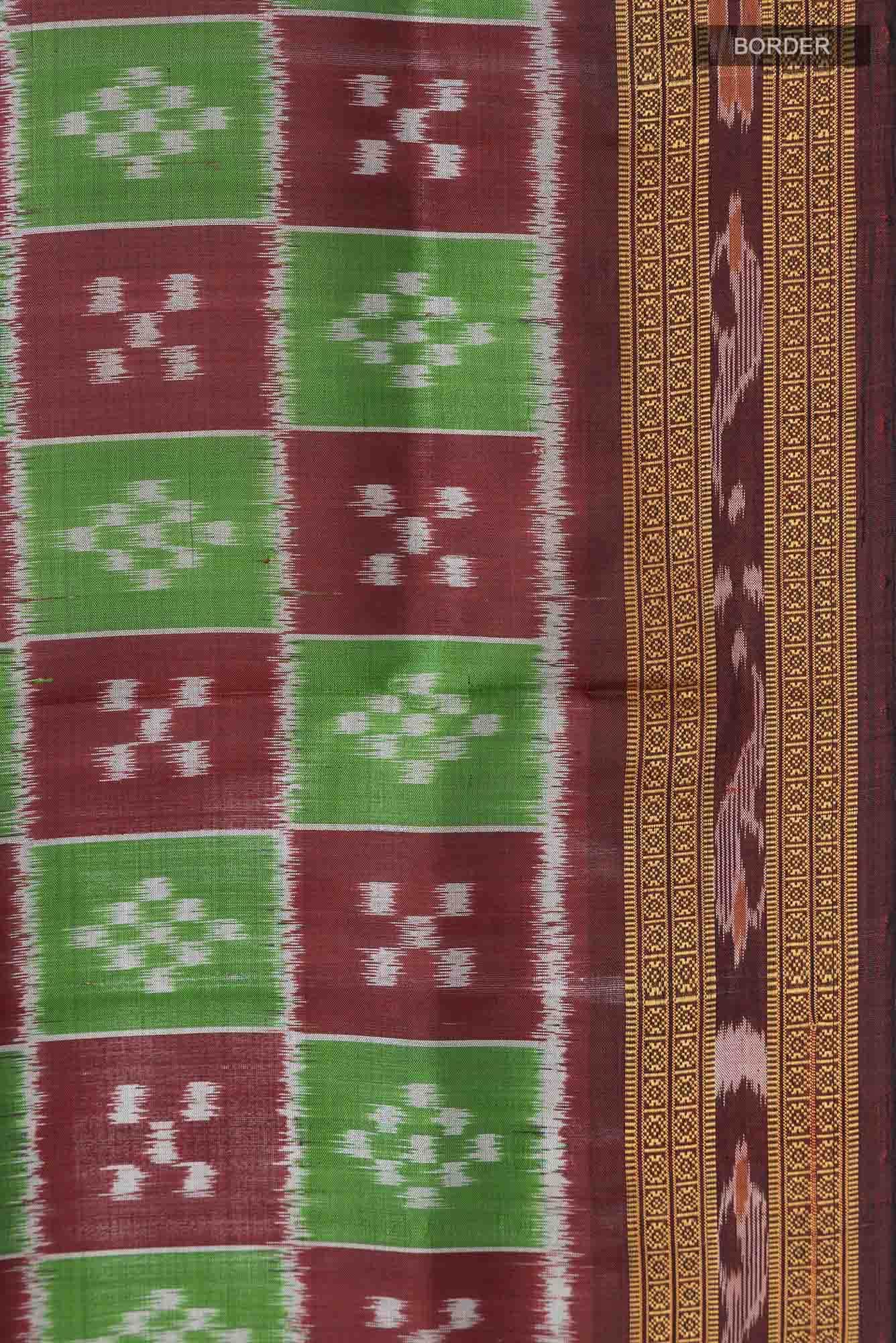 Green Orissa Silk Saree - Image 10