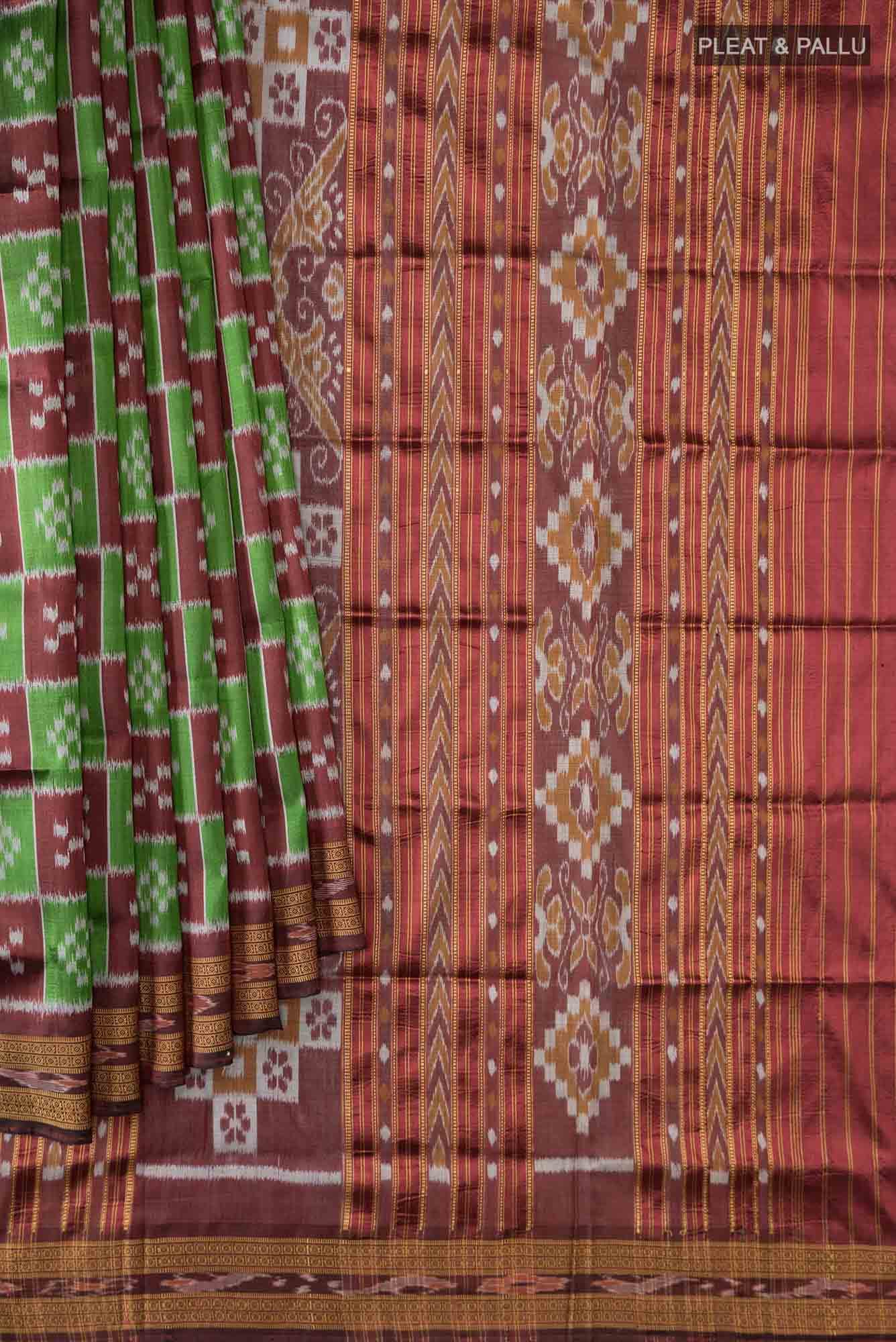 Green Orissa Silk Saree - Image 2