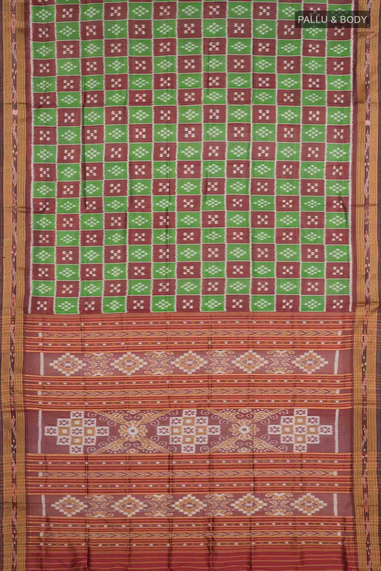 Green Orissa Silk Saree - Image 4