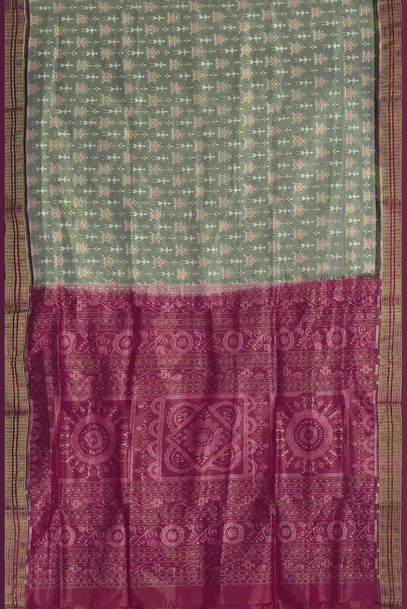 Green Orissa Silk Saree - Image 4