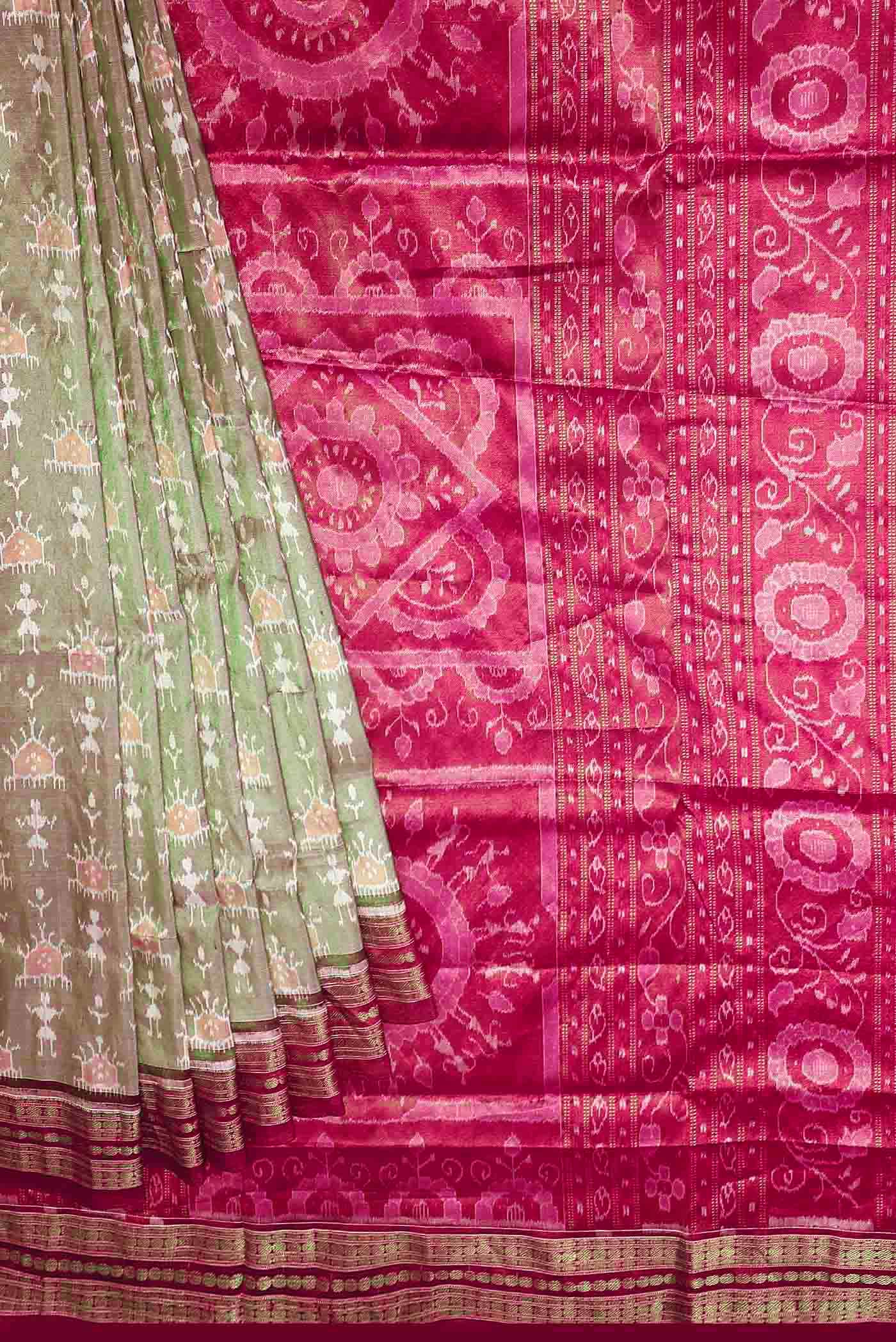 Green Orissa Silk Saree - Image 6