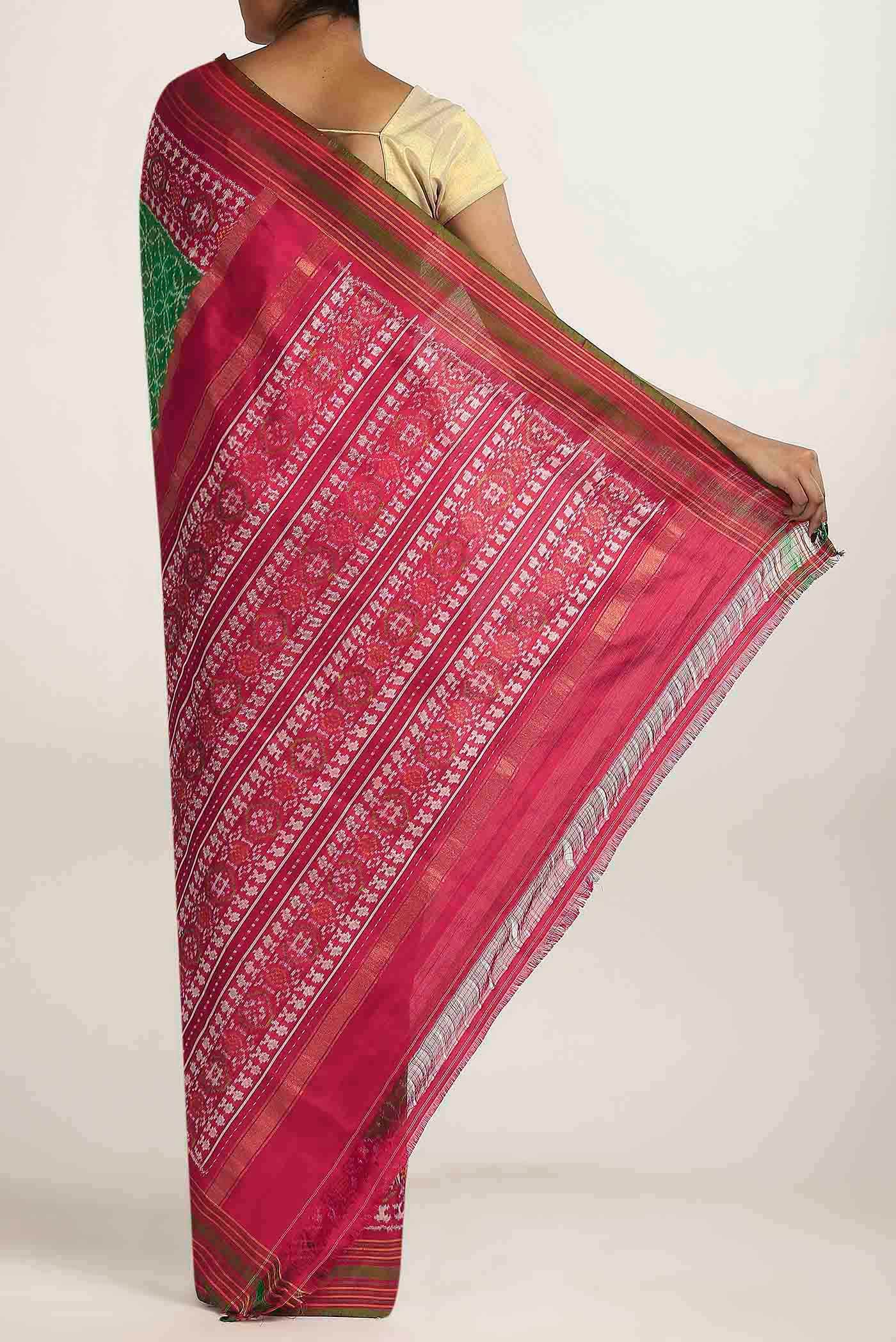 Green Orissa Silk Saree - Image 2