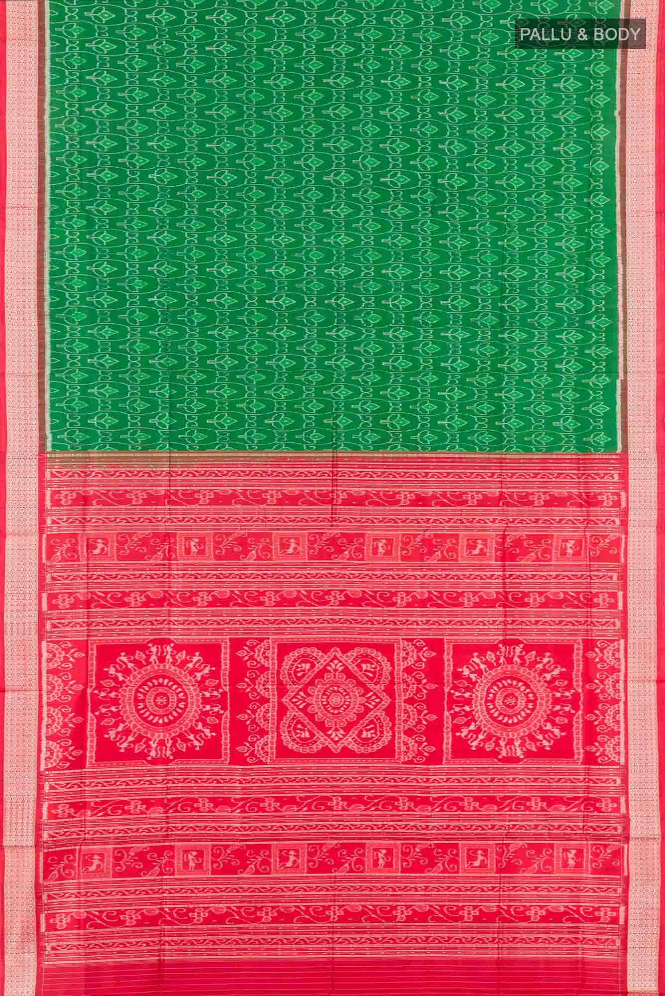 Green Orissa Silk Saree - Image 4