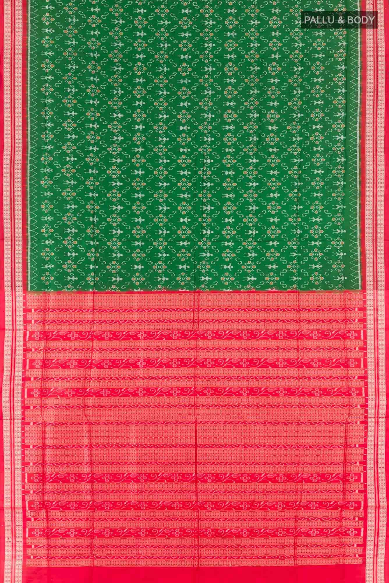Green Orissa Silk Saree - Image 4