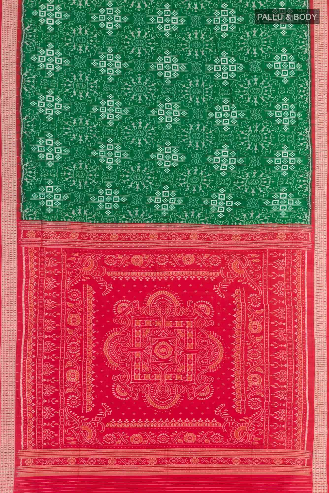 Green Orissa Silk Saree - Image 4