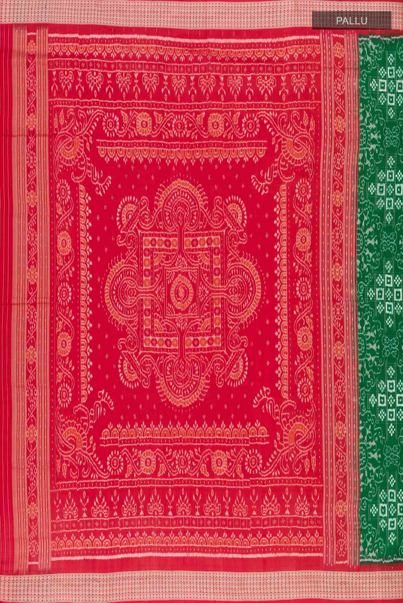 Green Orissa Silk Saree - Image 5