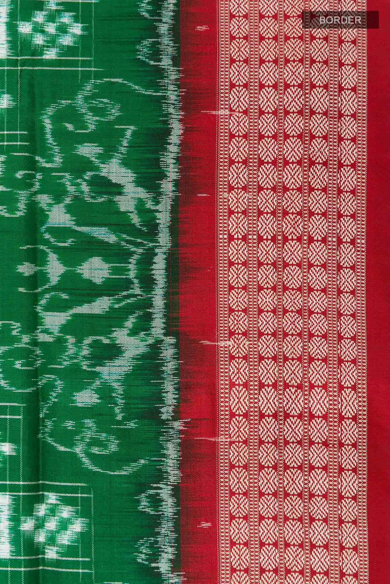 Green Orissa Silk Saree - Image 6