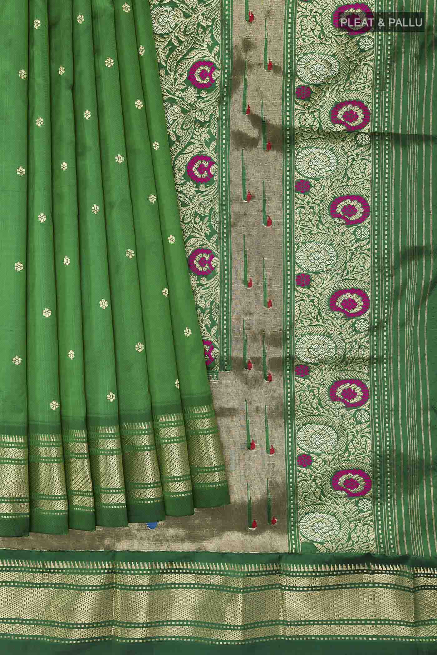 Green Paithani Silk Saree - Image 4