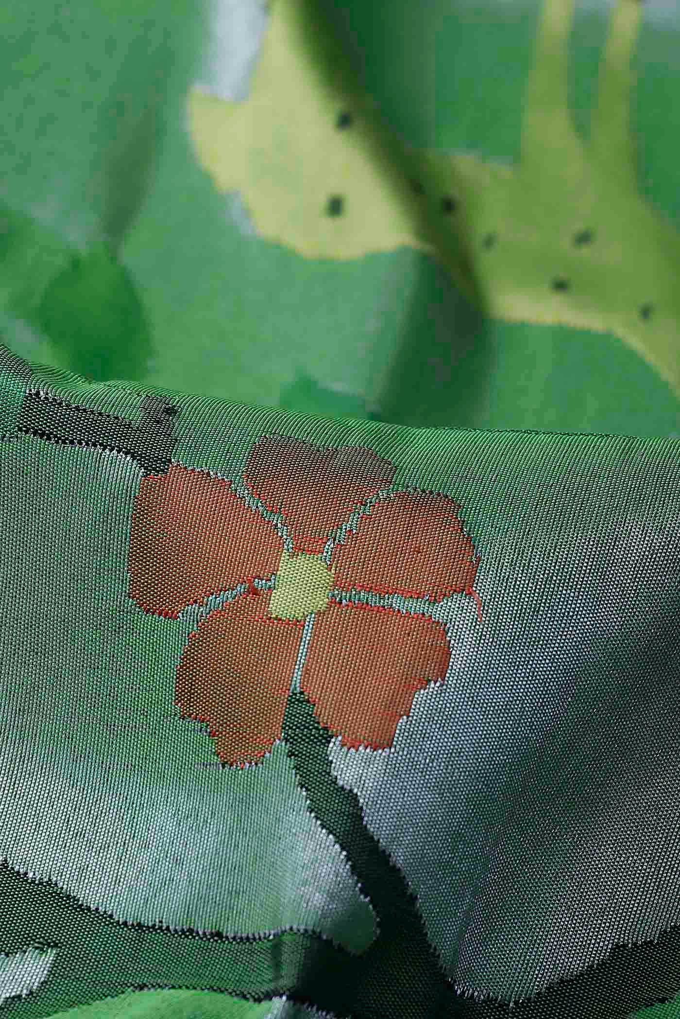 Pure Silk Pure Zari Green Paithani Saree - Image 3