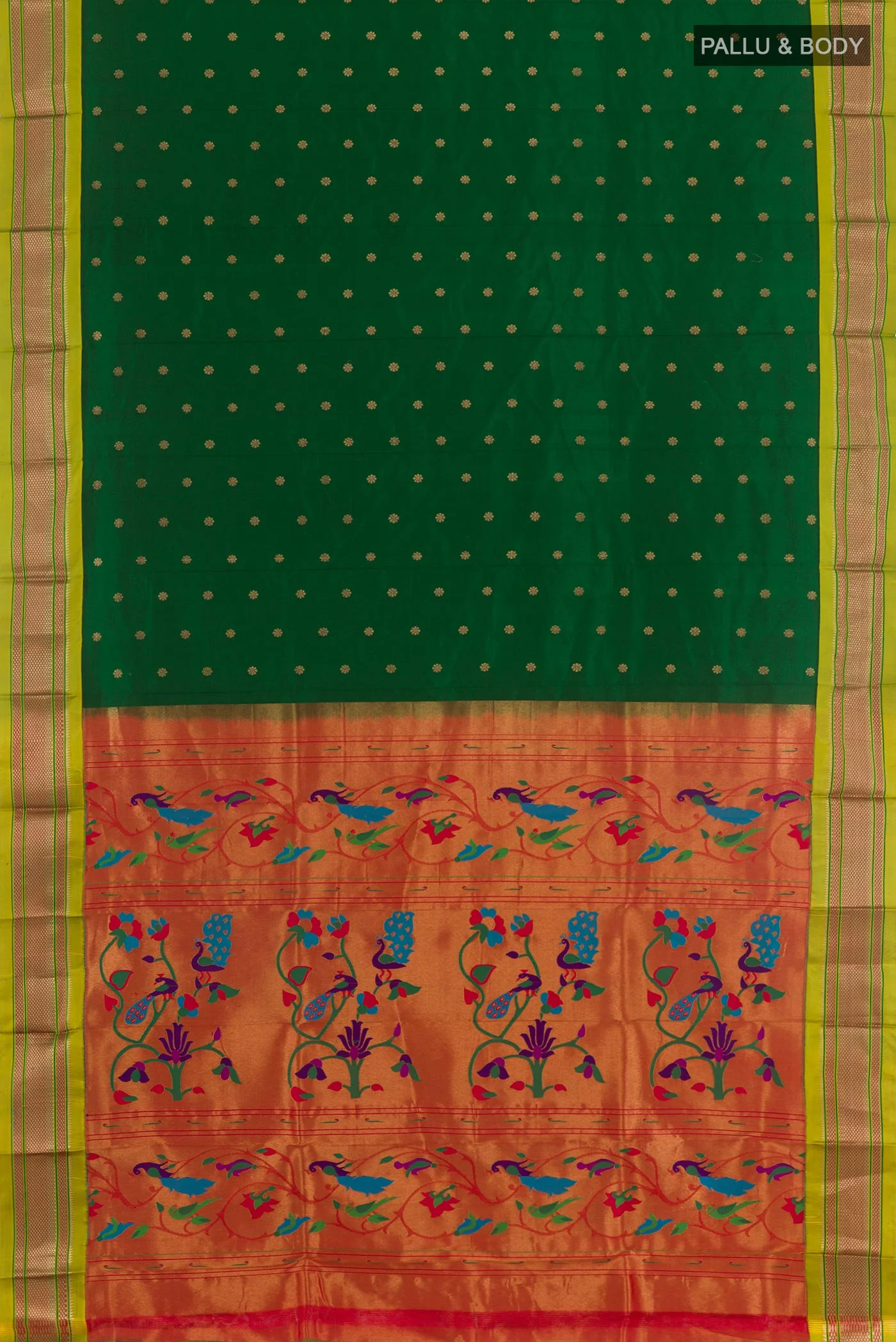 Green Paithani Silk Saree - Image 3