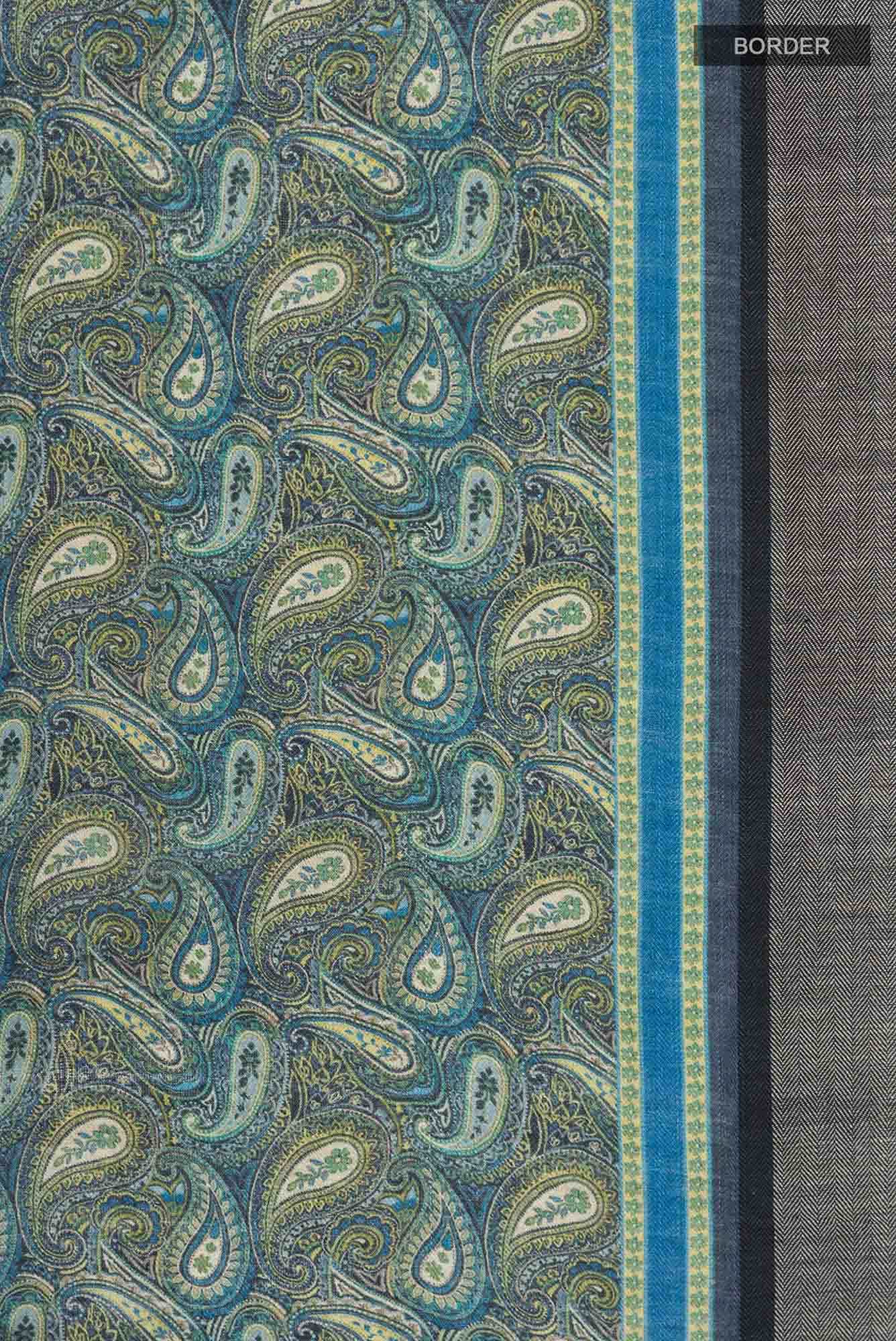Blue Pashmina Silk Saree - Image 4