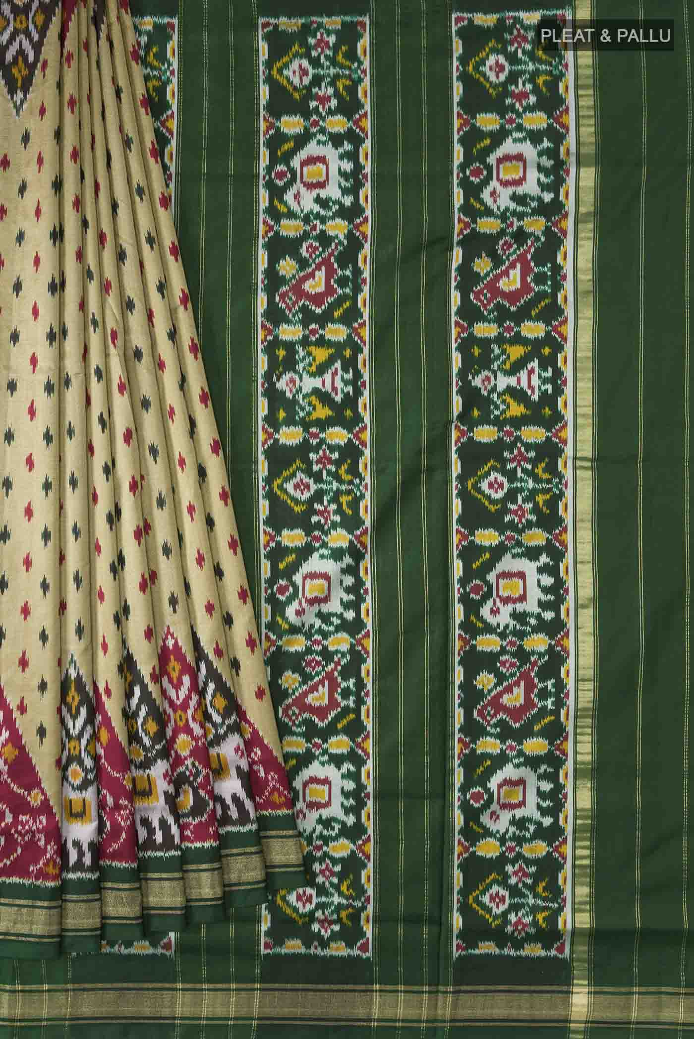 Green Pochampally Silk Saree - Image 4