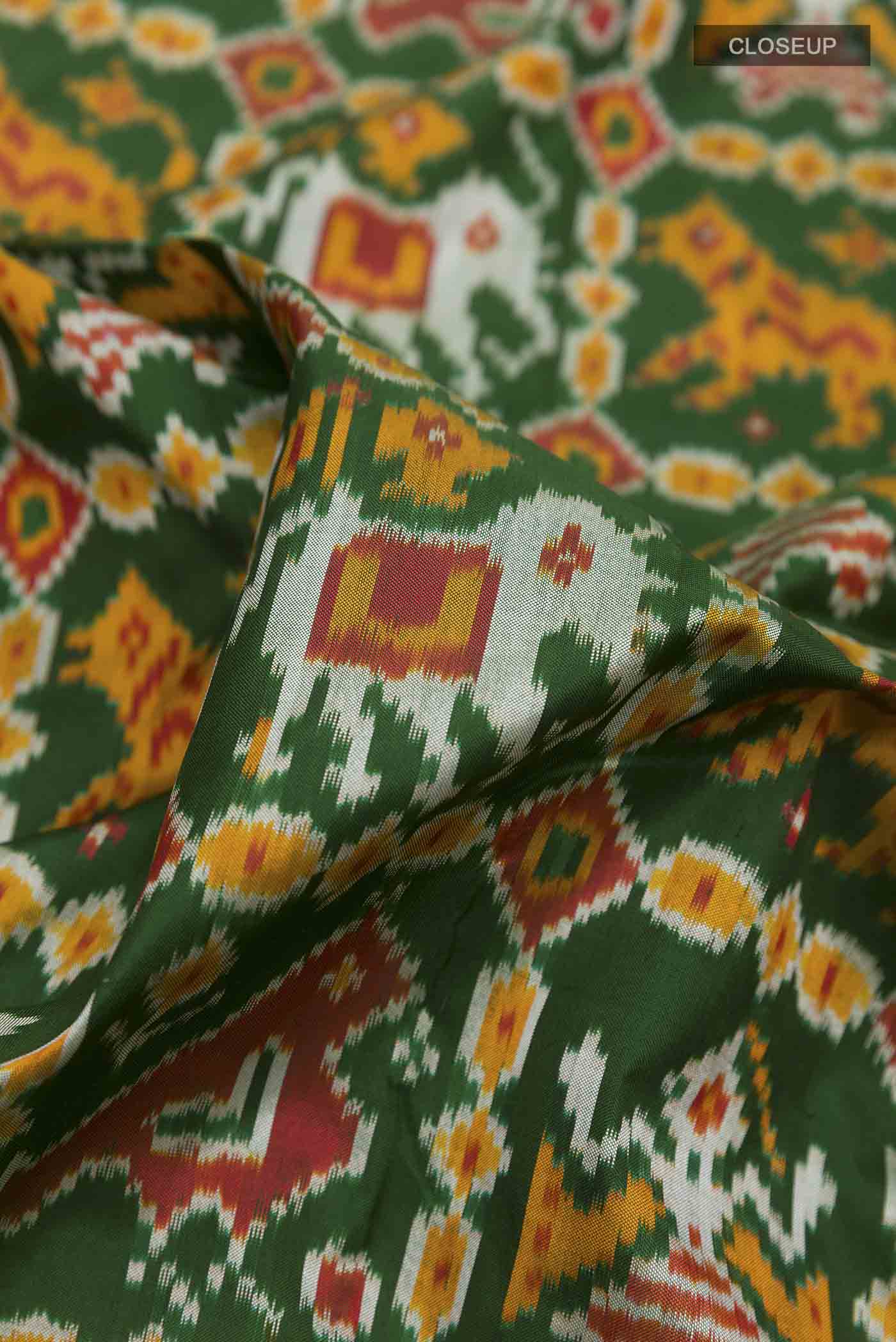 Green Pochampally Silk Saree - Image 2