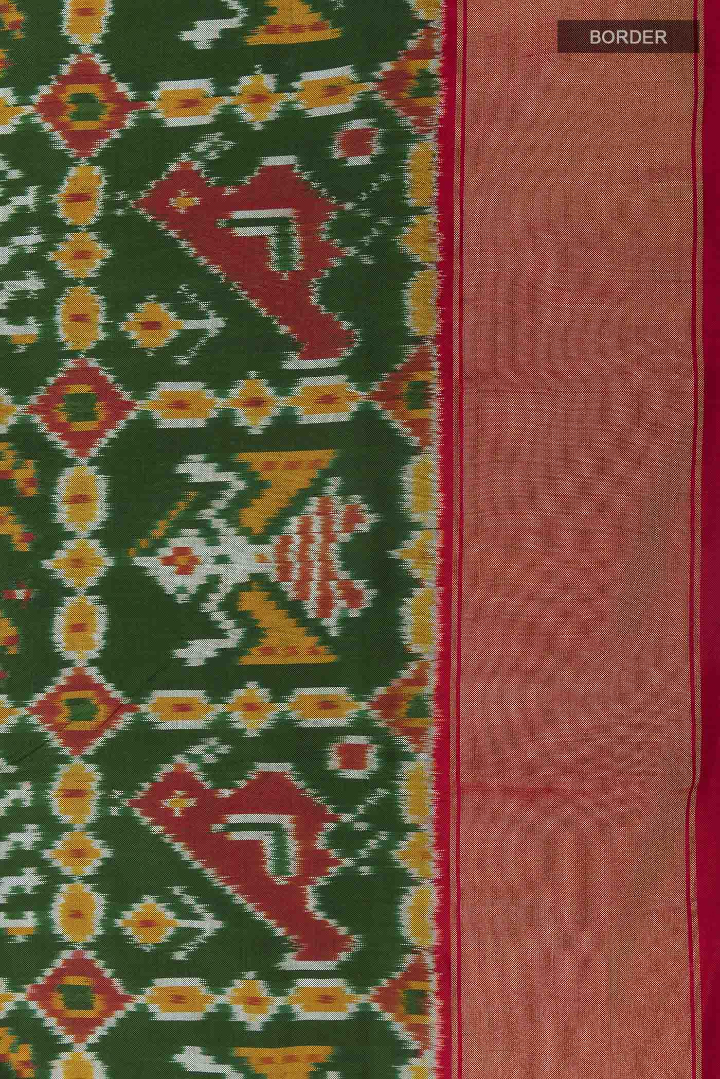 Green Pochampally Silk Saree - Image 3