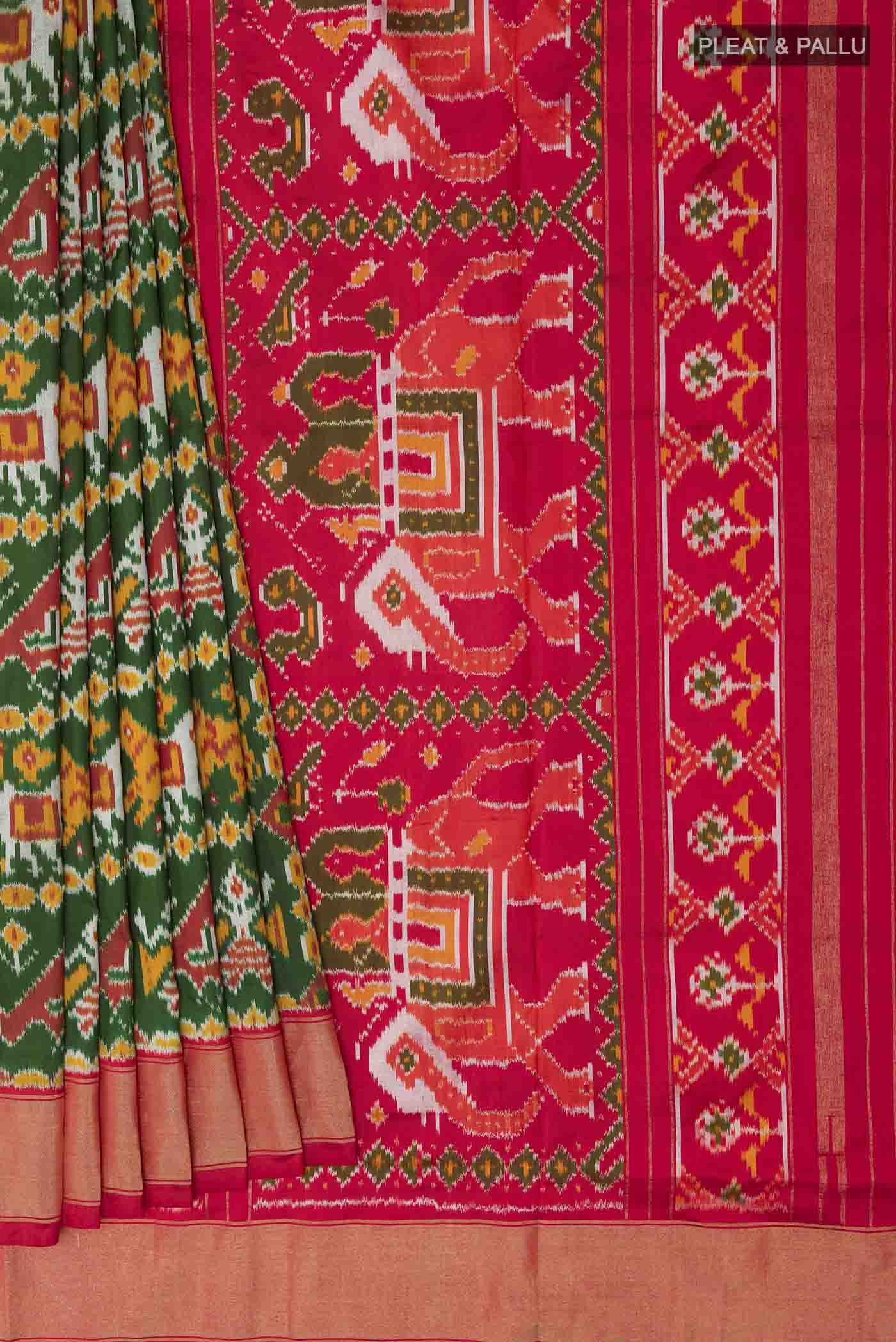 Green Pochampally Silk Saree - Image 4