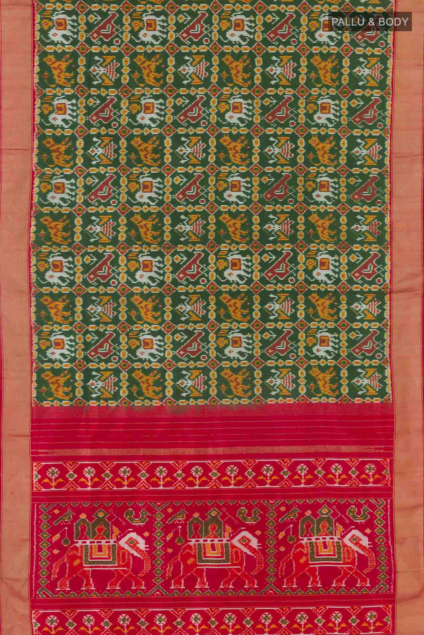 Green Pochampally Silk Saree - Image 6