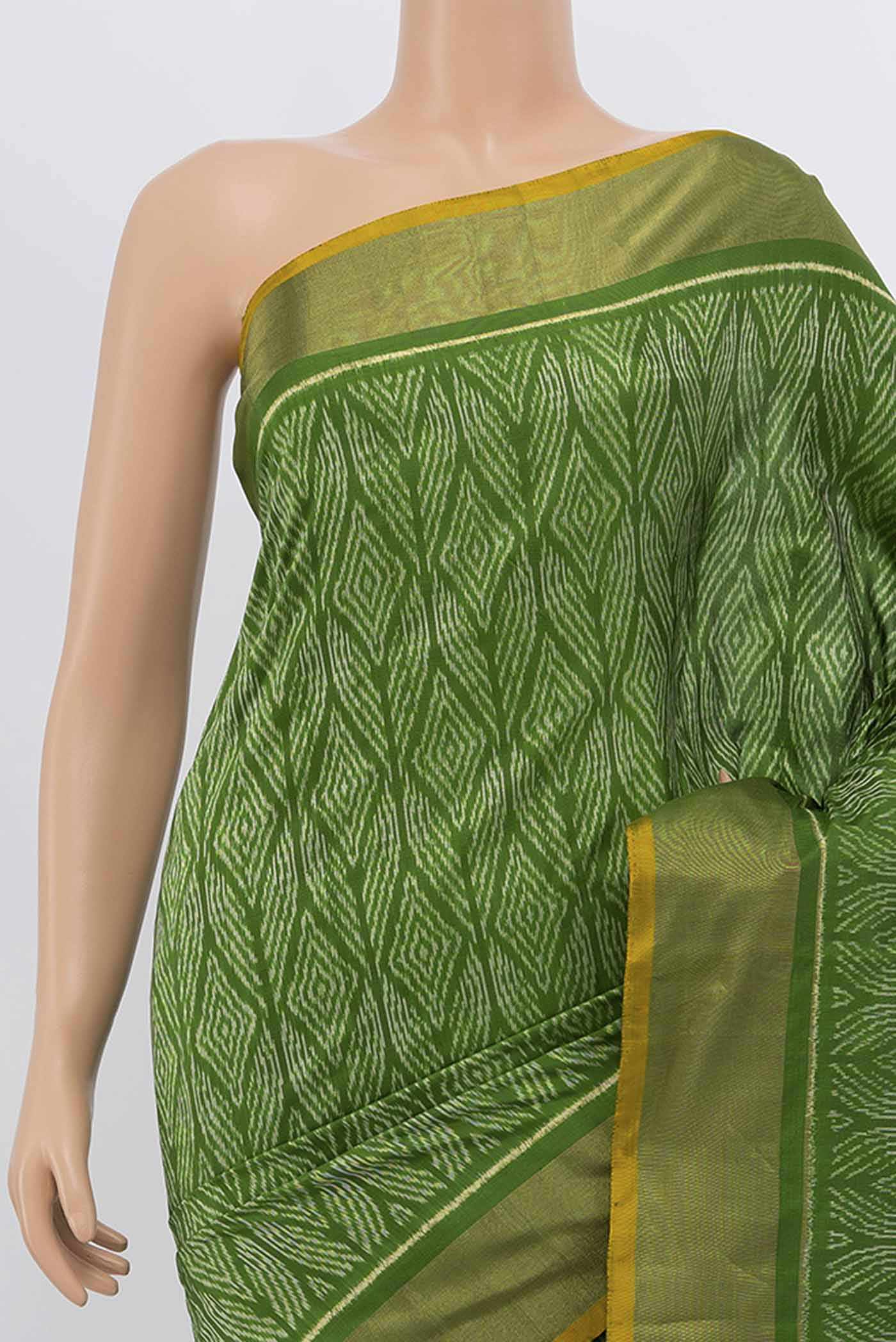 Green Pochampally Silk Saree - Image 2