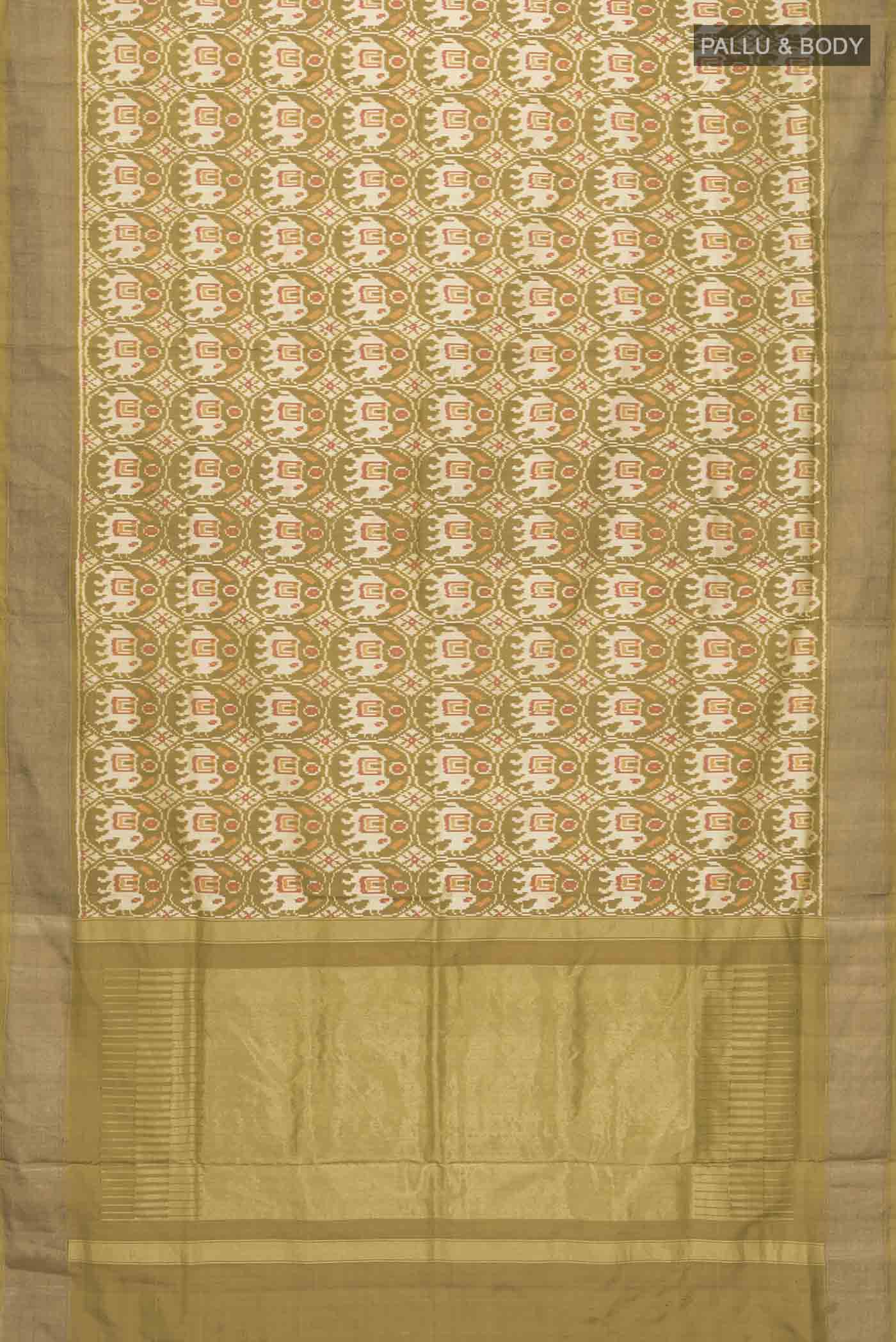 Green Pochampally Silk Saree - Image 6