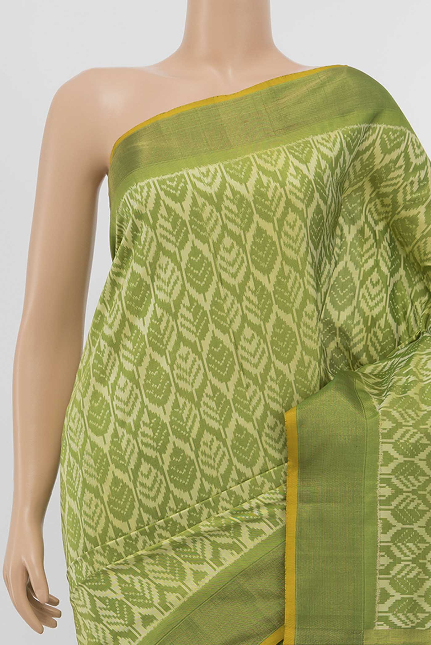 Green Pochampally Silk Saree - Image 2