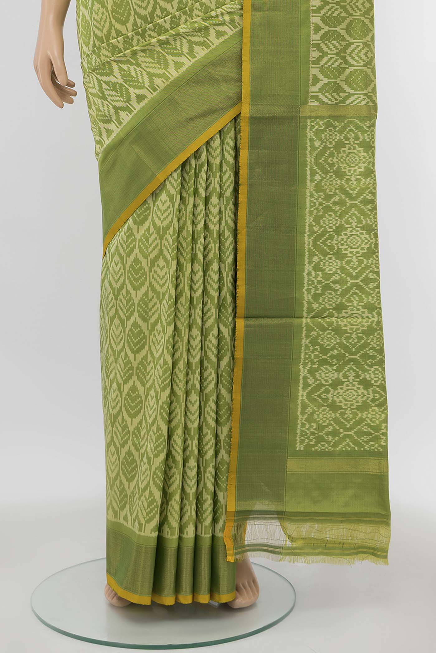 Green Pochampally Silk Saree - Image 3