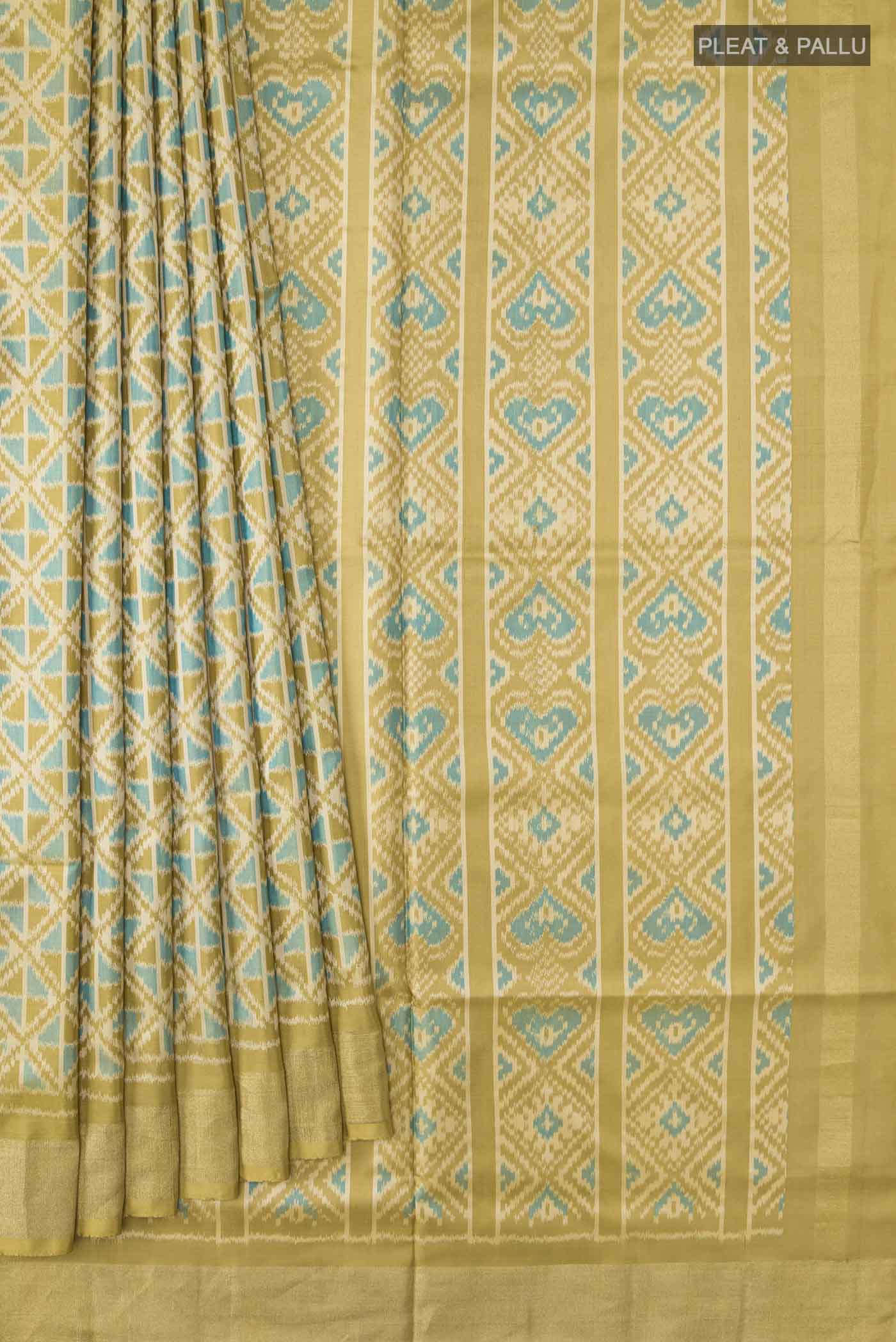 Green Pochampally Silk Saree - Image 4