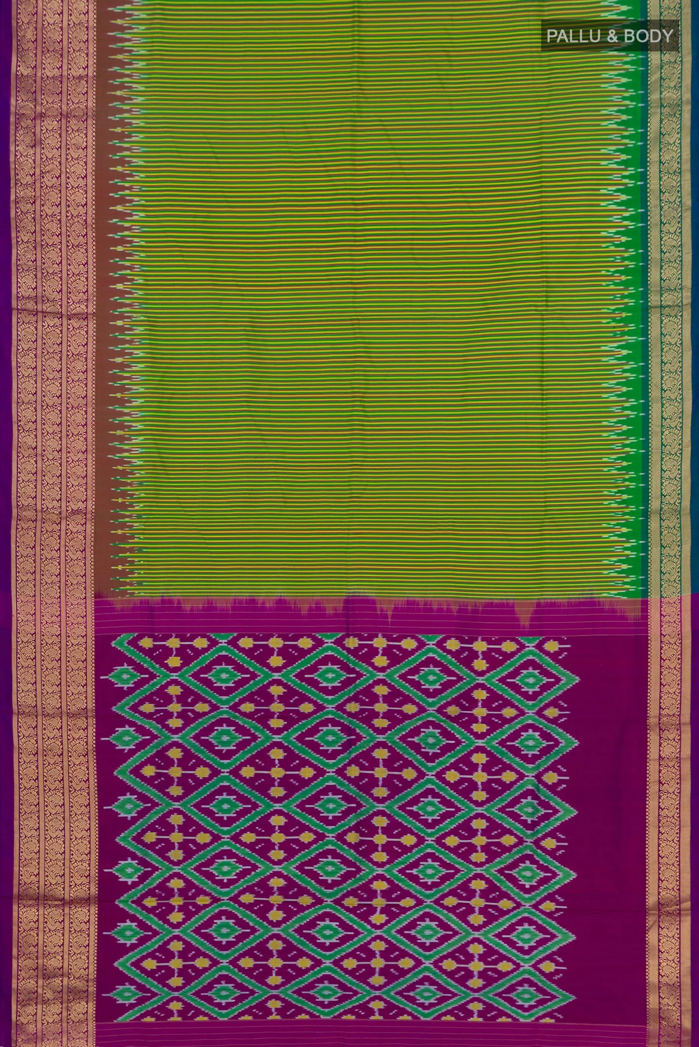 Green Pochampally Silk Saree - Image 5