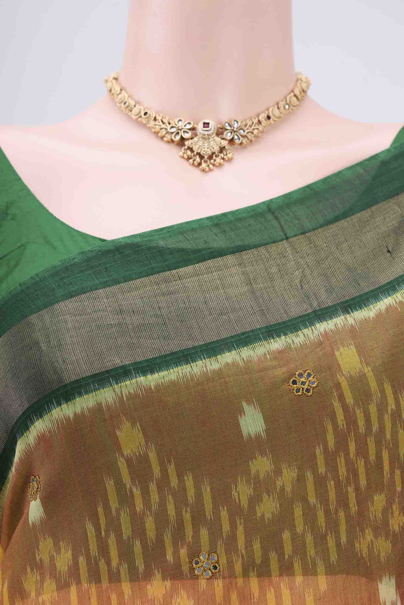 Mustard Silk Cotton Saree - Image 2