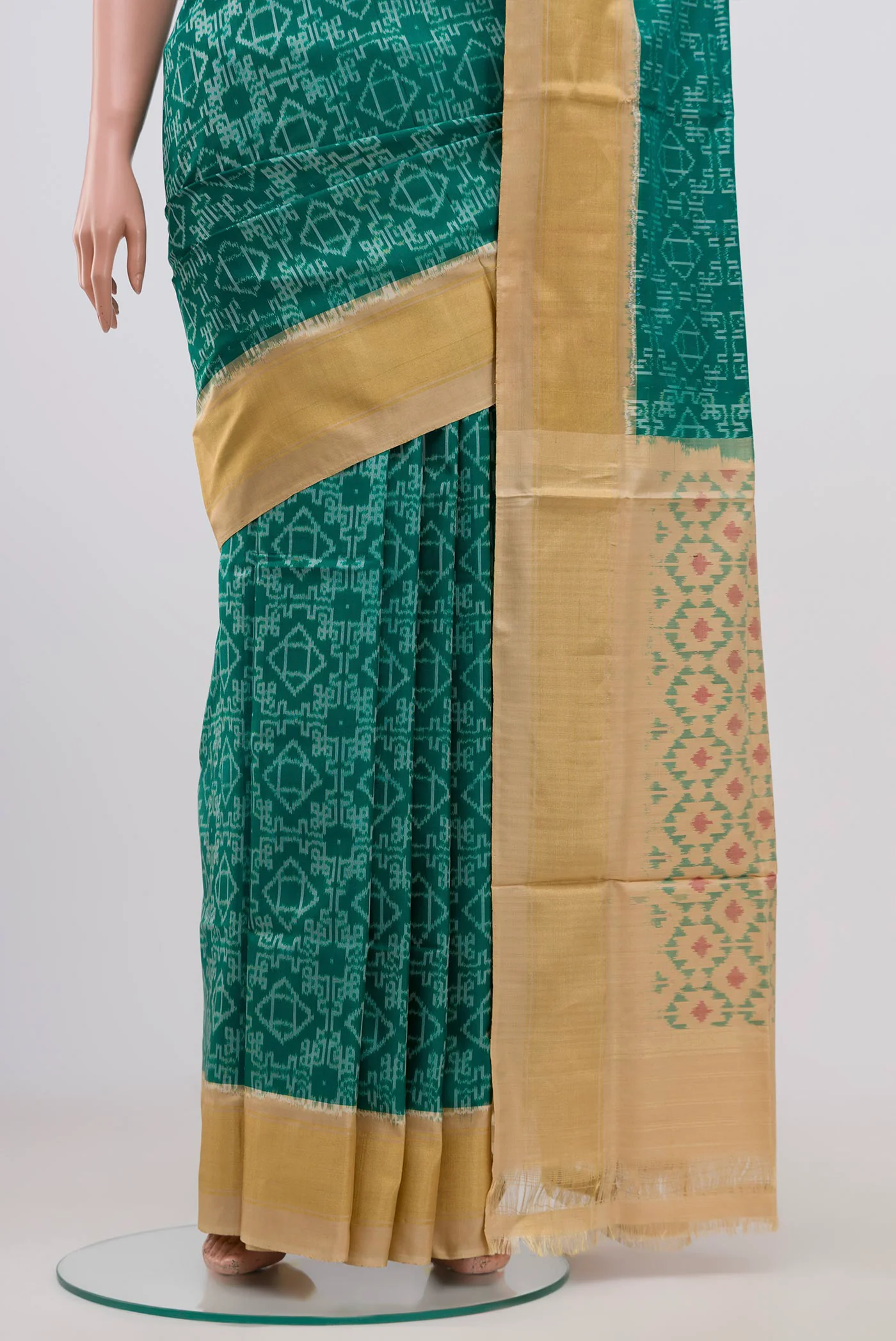 Green Pochampally Silk Saree - Image 3