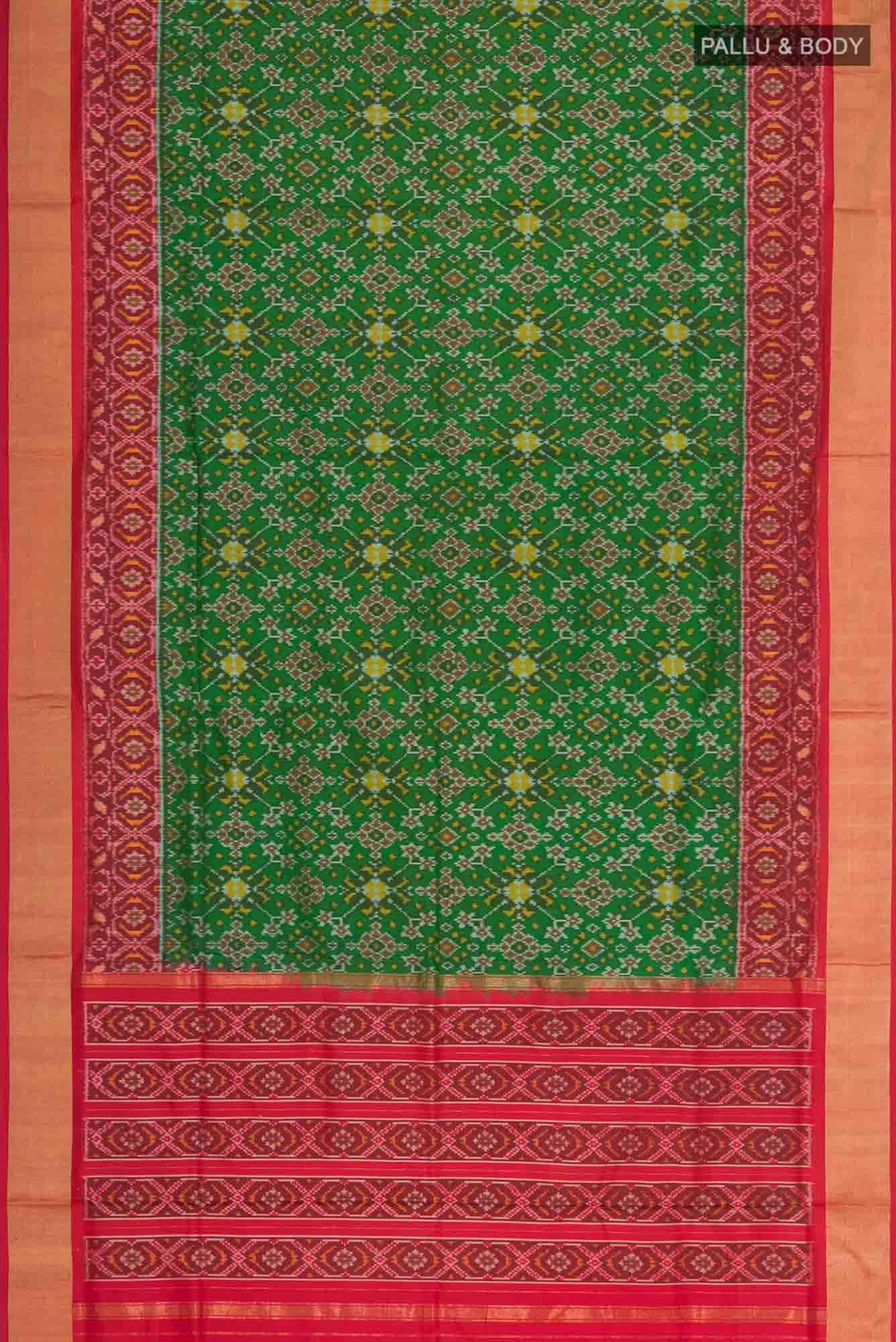 Green Pochampally Silk Saree - Image 4