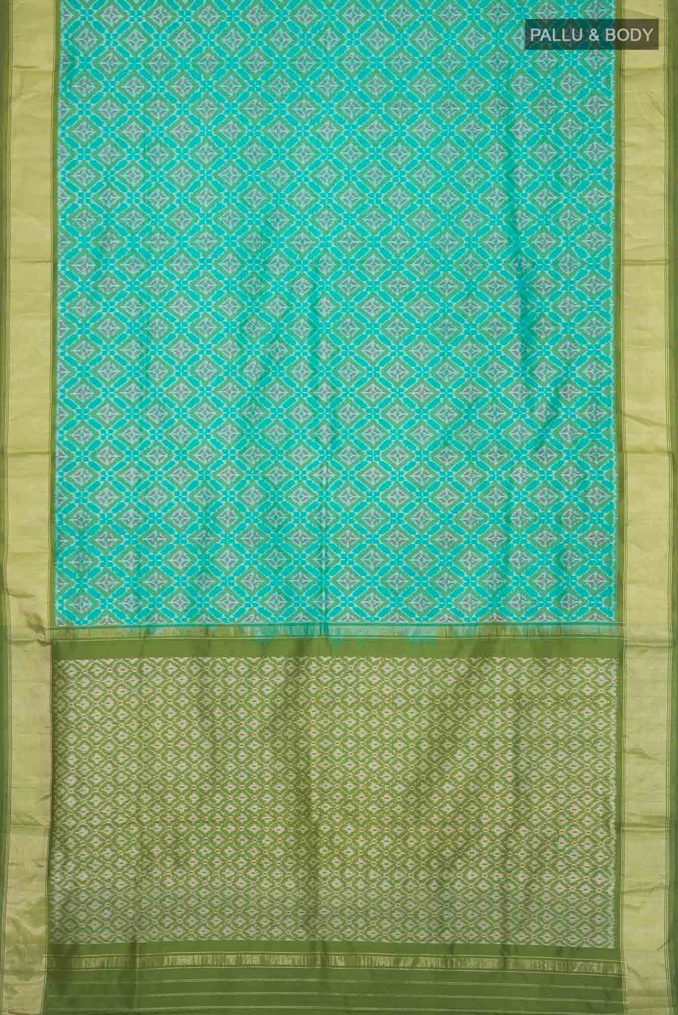 Green Pochampally Silk Saree - Image 4