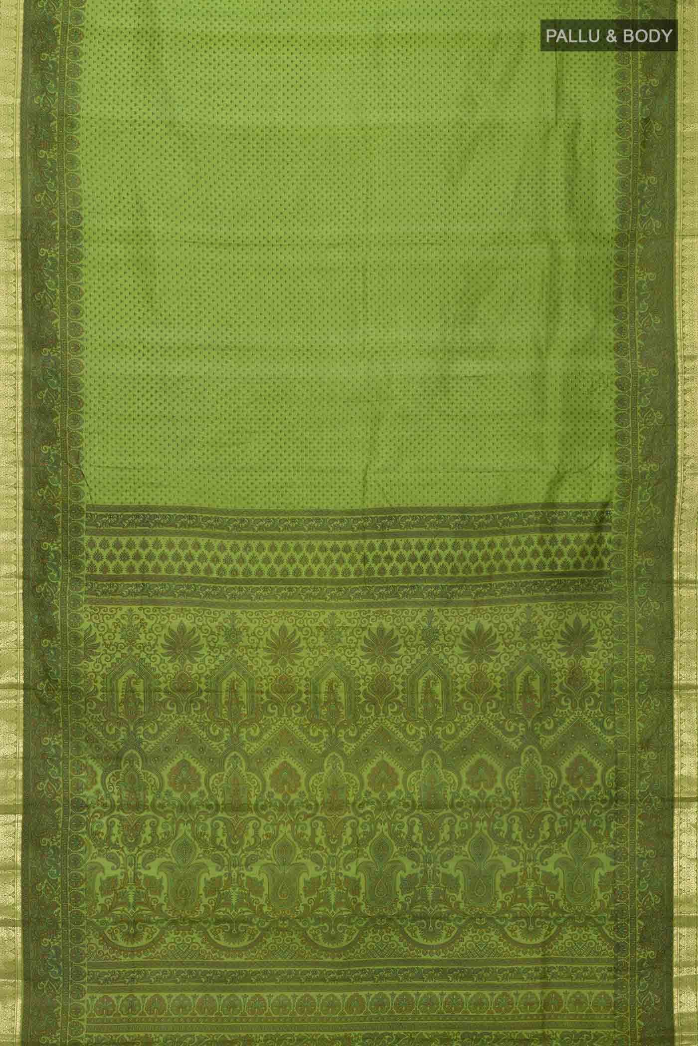 Green Printed Silk Saree - Image 2