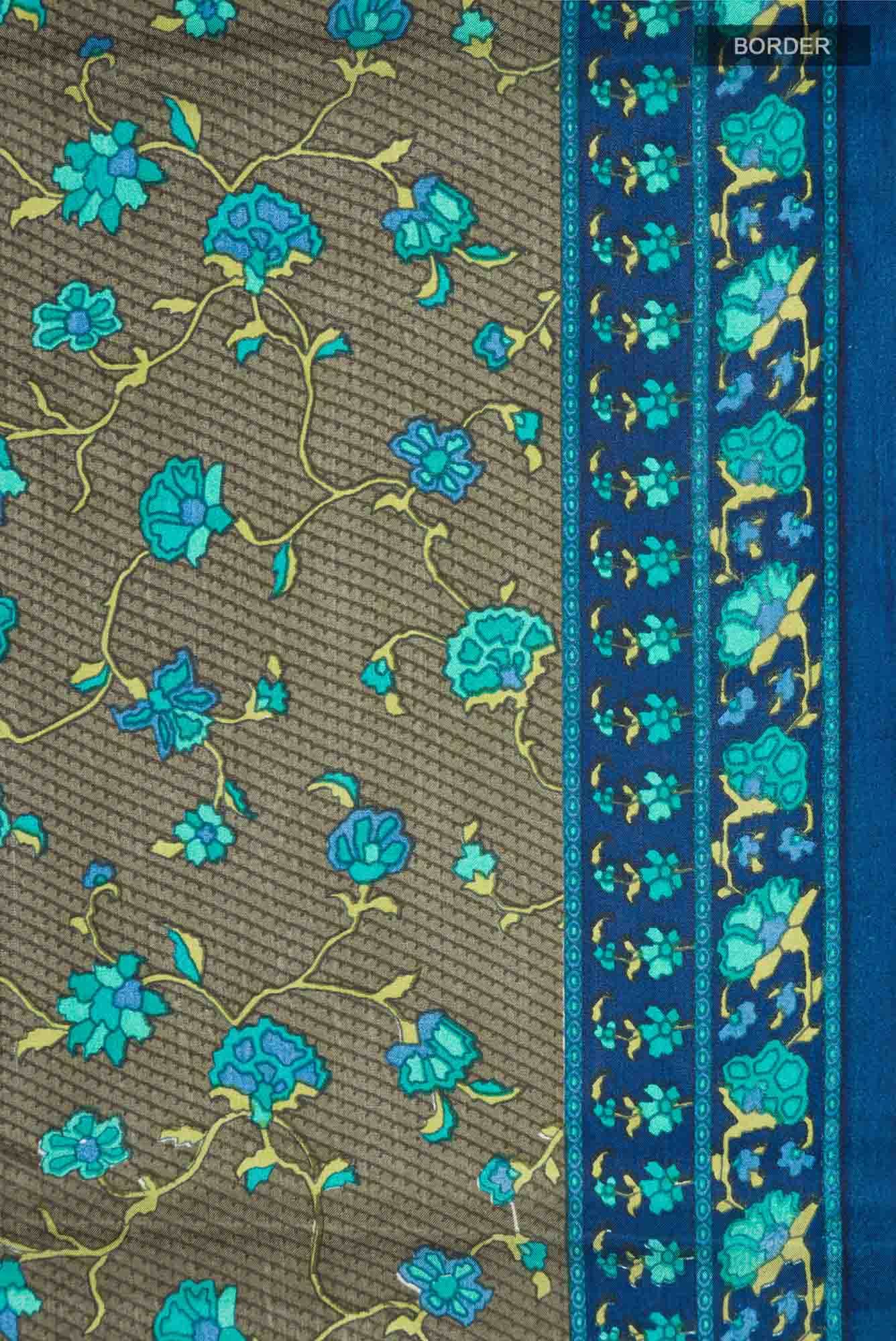 Green Printed Silk Saree - Image 4