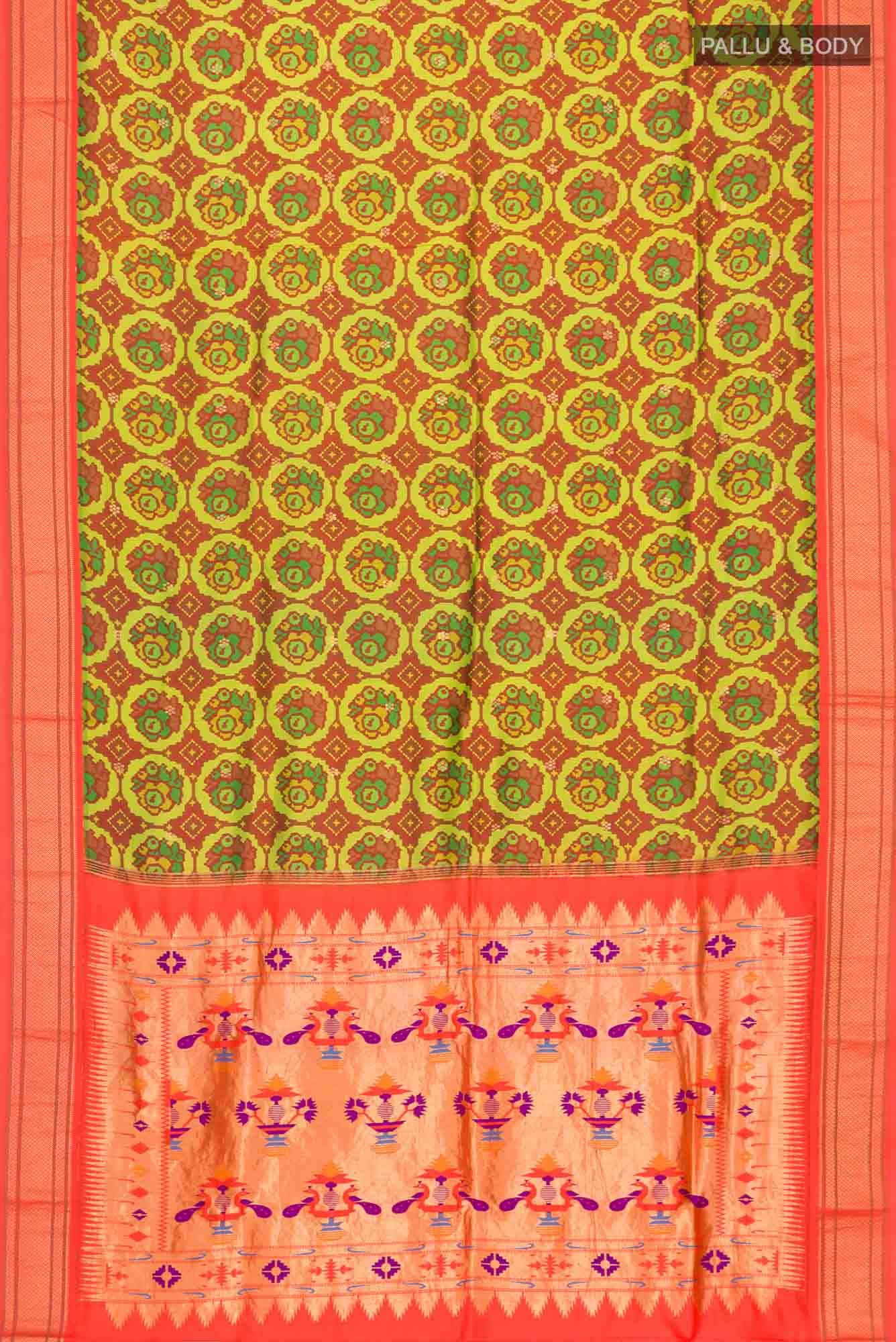 Green Printed Silk Saree - Image 4