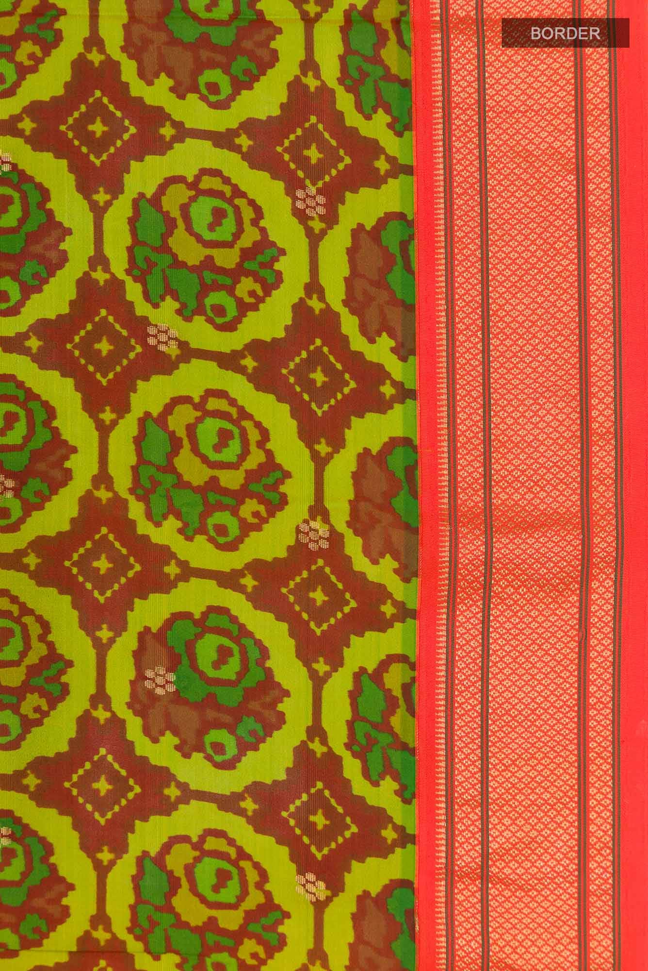 Green Printed Silk Saree - Image 5