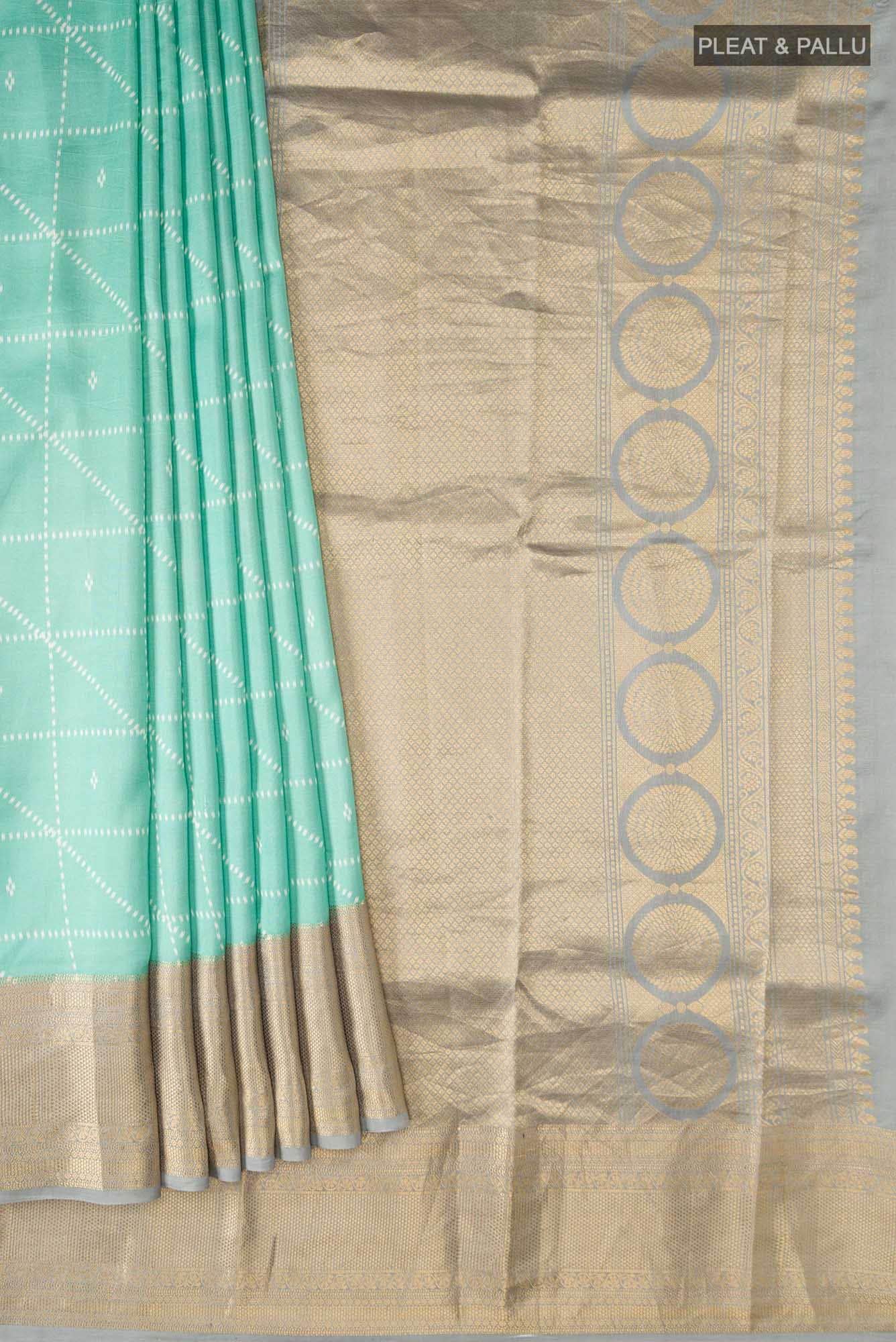 Light Blue Printed Silk Saree - Image 2