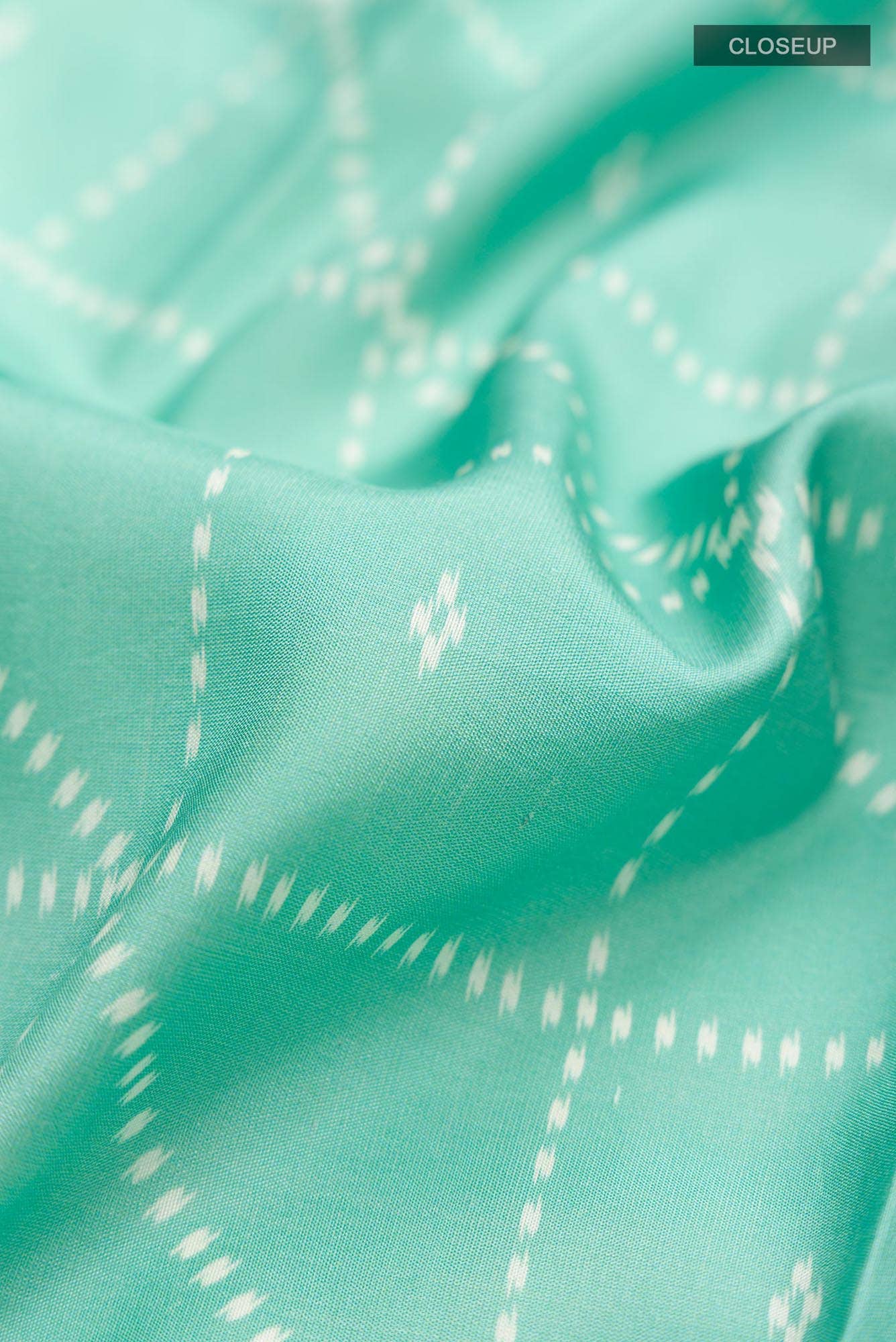 Light Blue Printed Silk Saree - Image 3